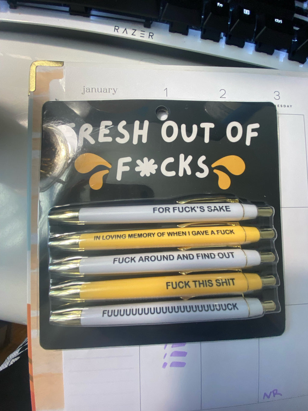 Fresh out of Fucks Pen Set (funny, sweary, office, gift)