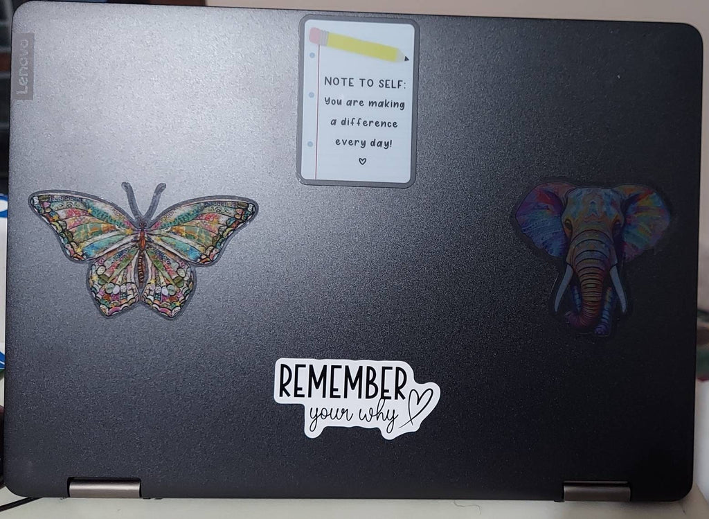Note to Self: You Are Making a Difference Every Day - Lined Paper + Pencil Design WATERPROOF Sticker, 3" Clear Waterbottle + Laptop Sticker