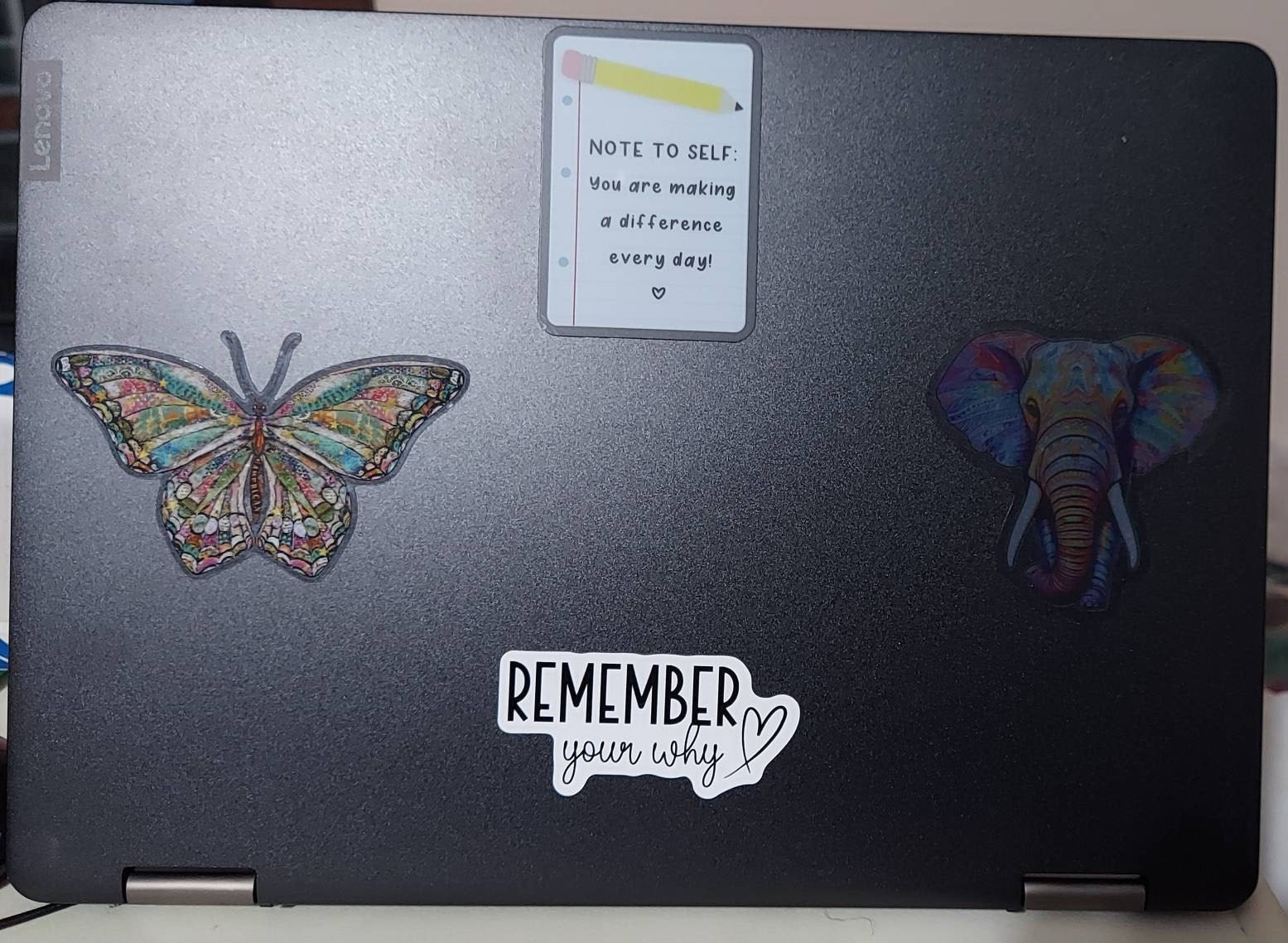 Note to Self: You Are Making a Difference Every Day - Lined Paper + Pencil Design WATERPROOF Sticker, 3" Clear Waterbottle + Laptop Sticker