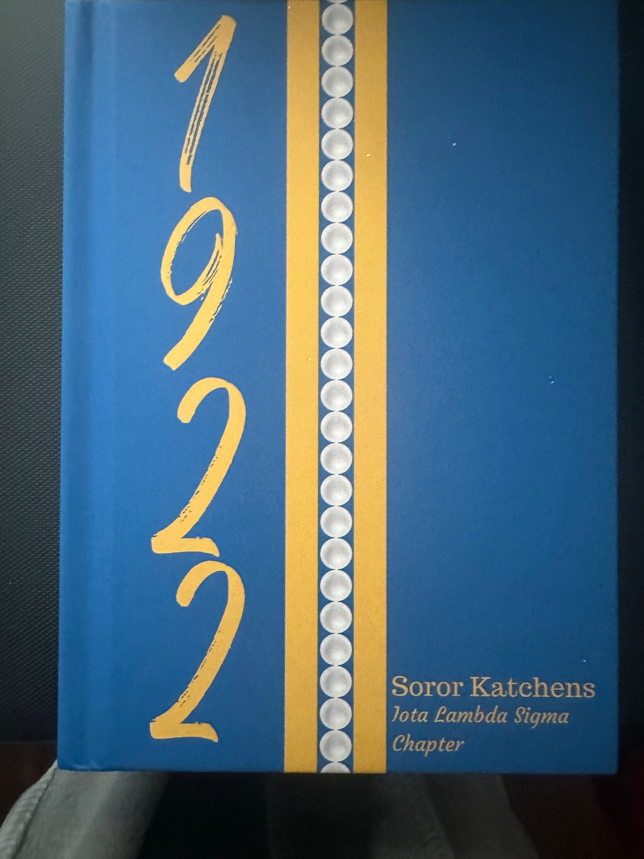 Personalized 1922 Pearl Jersey (Blue Cover) Hardcover Journal Matte | Diary | Blue and Gold | 1922 | SGRho Inspired | Sorority Gifts