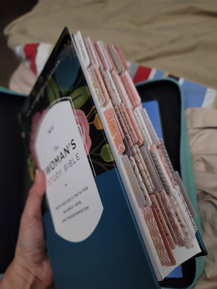 Bible Tabs | Laminated Bible Tabs | Tabs for the Bible | Pretty Bible Tab | Gifts for Christian Women | Bible Index Tabs with Gold Letters
