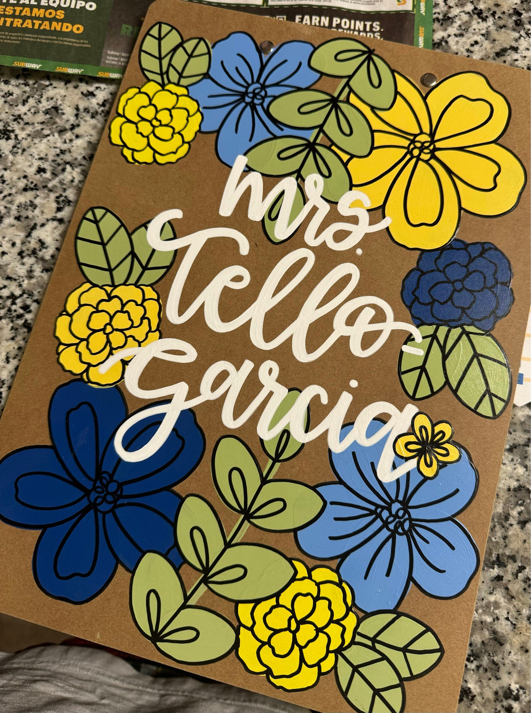 Hand painted Clipboard for Teachers, Hand painted Clipboard for Nurses, Teacher Appreciation Gift, Gift for Student Teacher, Graduation Gift