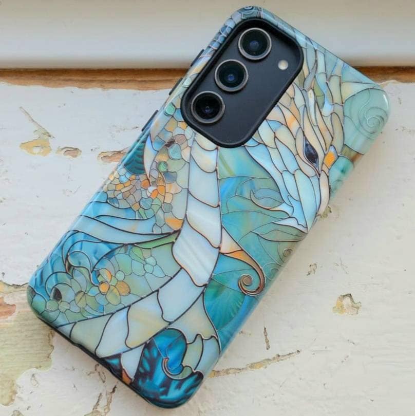 Dragon Stained Glass Design Phone Case for Samsung Galaxy S24, S23, S22, S21, S20 Plus, Ultra, Dragon Lover Gift