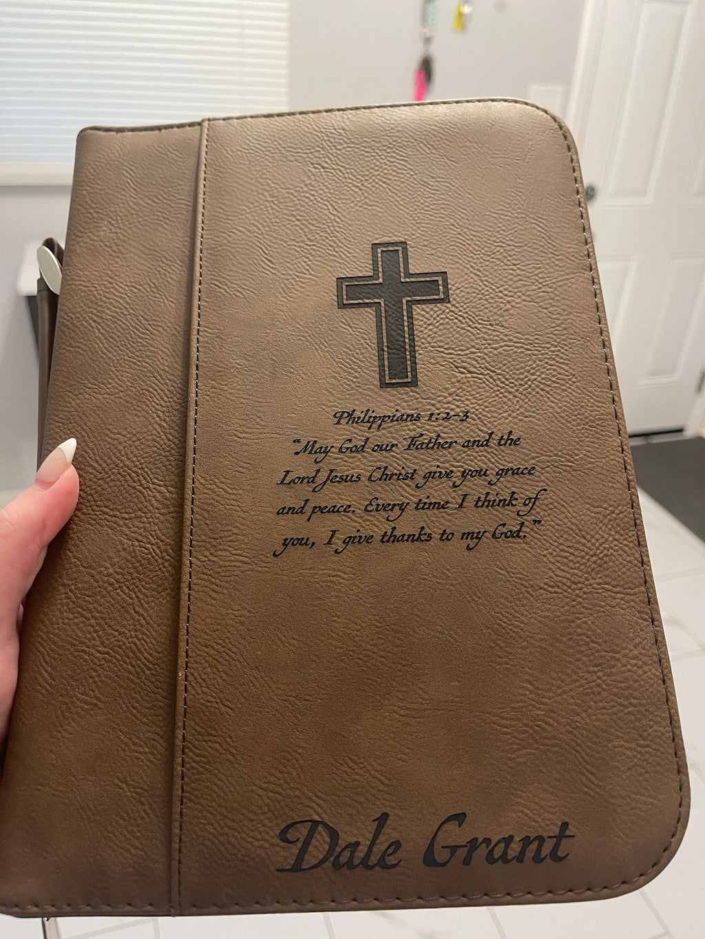 Personalized Bible Cover, Monogram Engraved Leather Bible Cover, Custom Cover For Bible, Religious Gifts, Gifts For Grandma, Christmas Gift