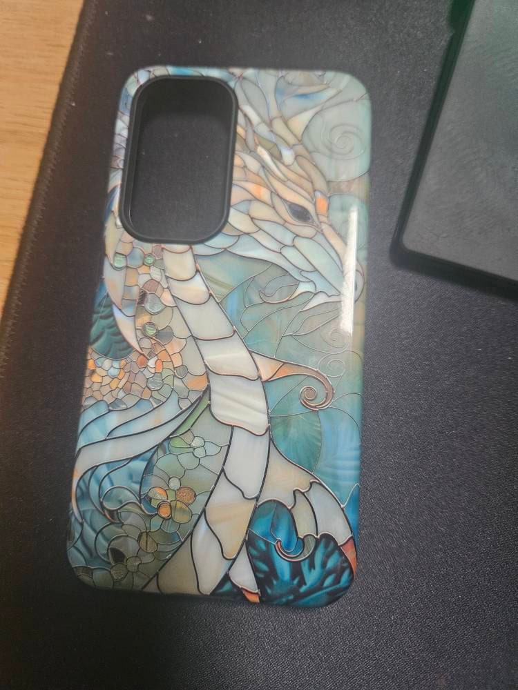 Dragon Stained Glass Design Phone Case for Samsung Galaxy S24, S23, S22, S21, S20 Plus, Ultra, Dragon Lover Gift