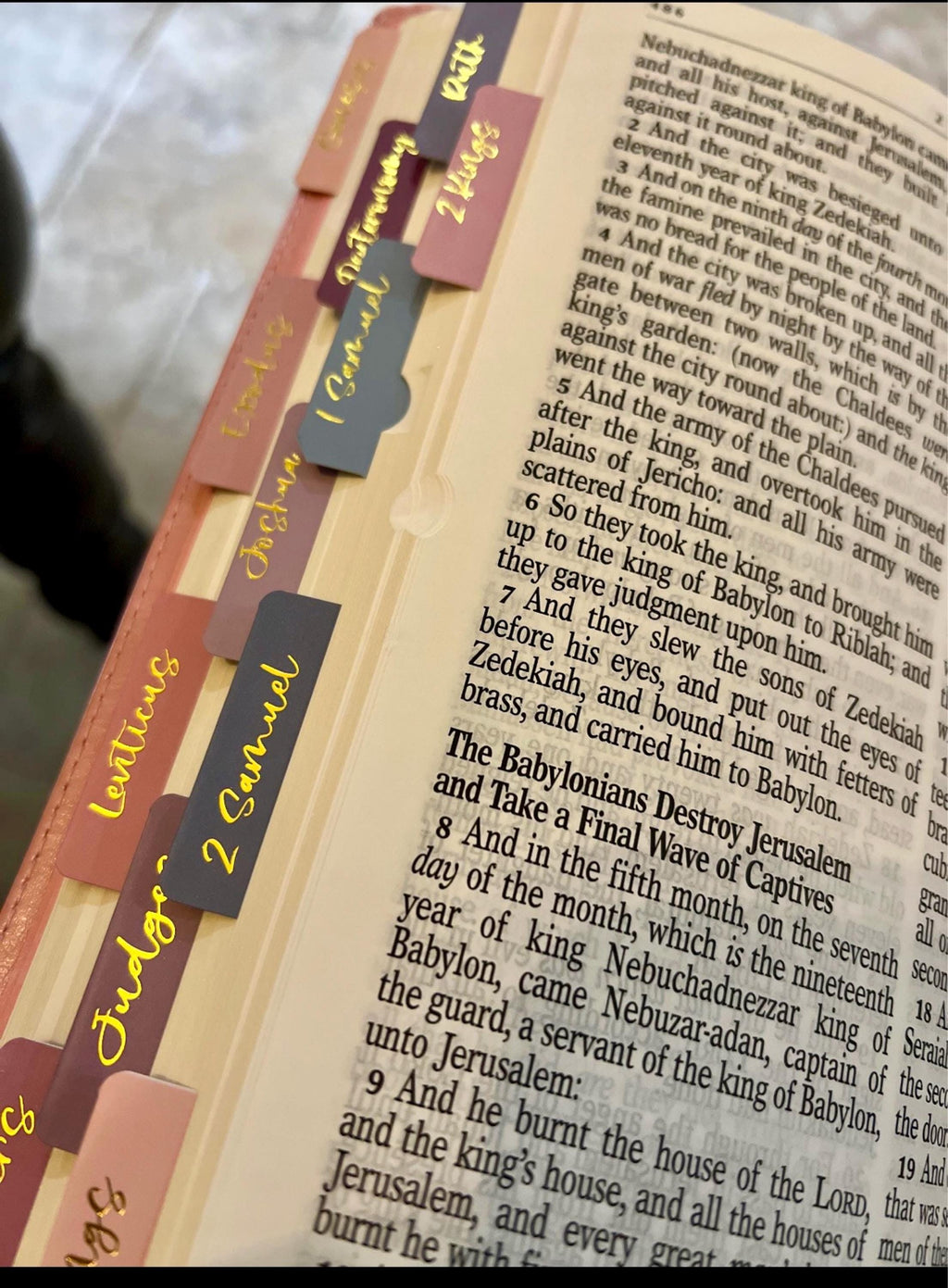 Beautiful KJV Pink LeatherSoft Giant Print Bible with Pink Ombre Tabs and Personalized with Name