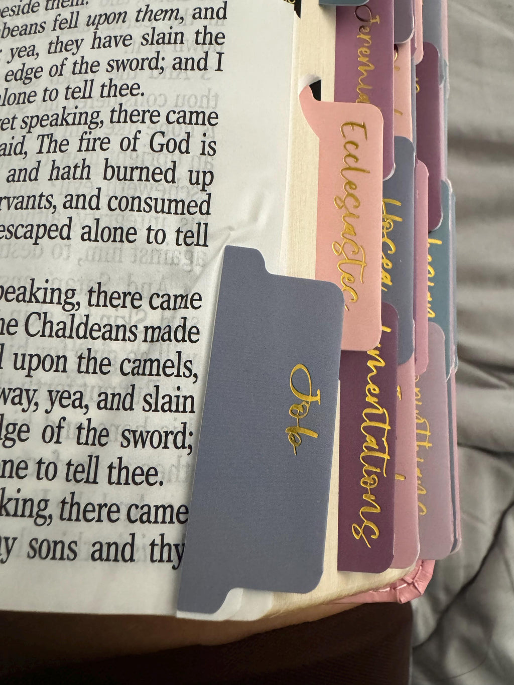 Beautiful KJV Pink Leather Soft Giant Print Bible with Ombre Tabs