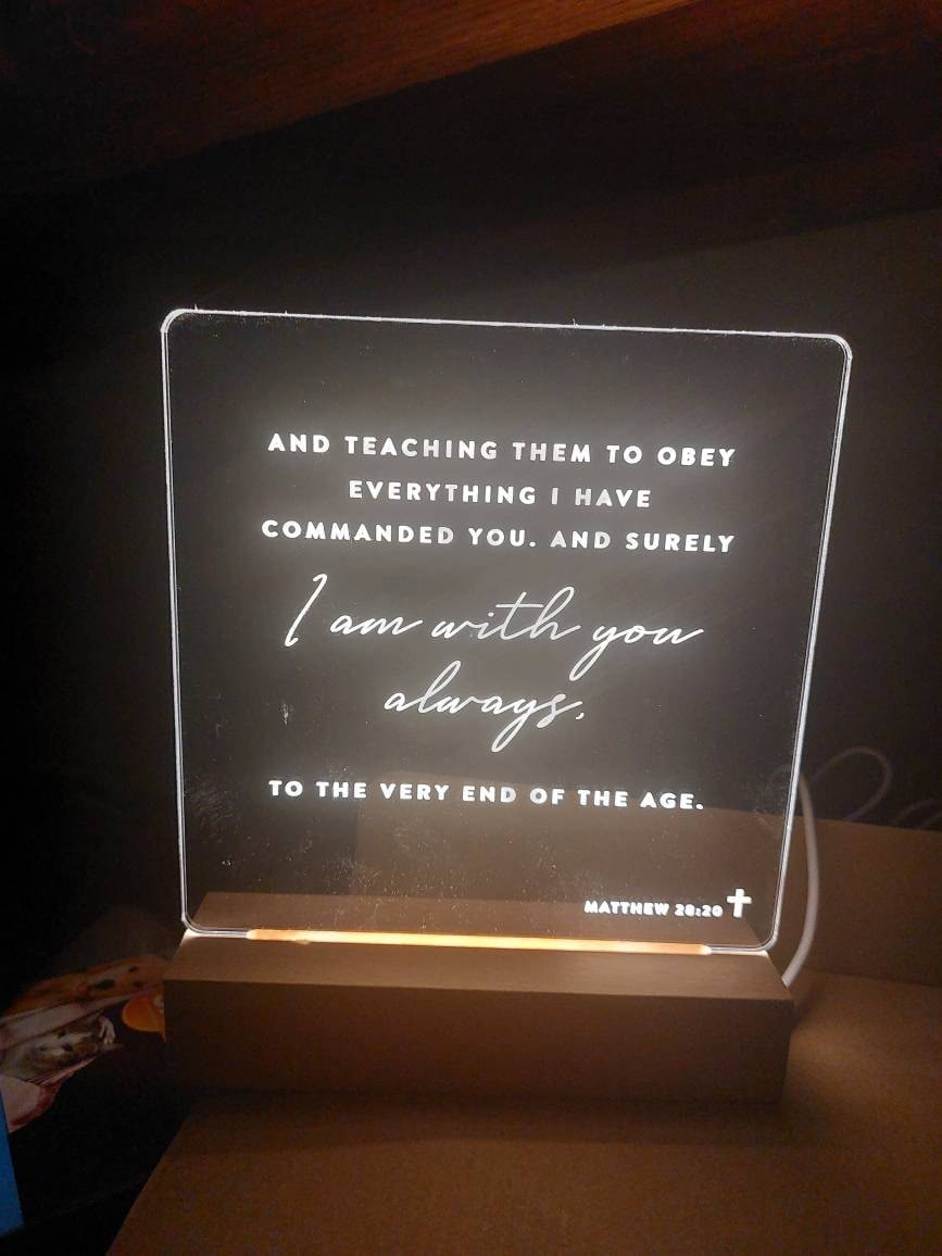 Bible Verse LED Light • Custom LED Night Light • Favorite Bible Verse • LED Frame • New Home Gift • Christmas Gift Christian • BVL01