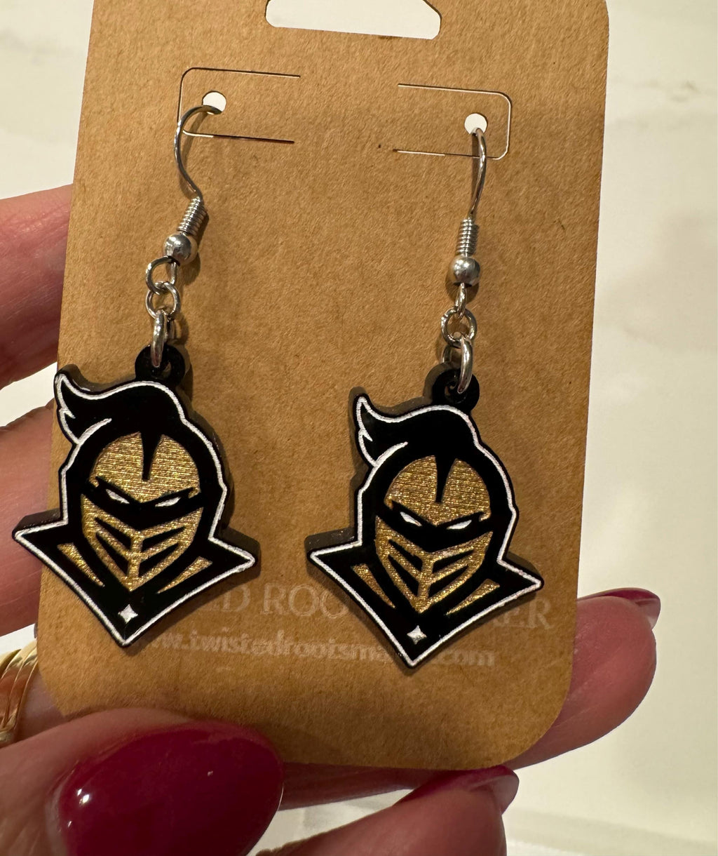 Custom School Mascot/Logo Laser Cut Painted Dangle Earrings | High School | College | Band | Cheer | Booster | Fundraiser