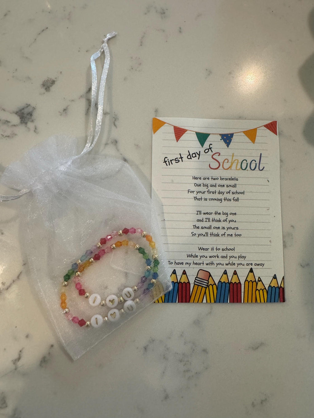 first day of school bracelet set | kindergarten bracelet | mommy and me bracelet | rainbow bracelet | preschool bracelet | kids bracelet
