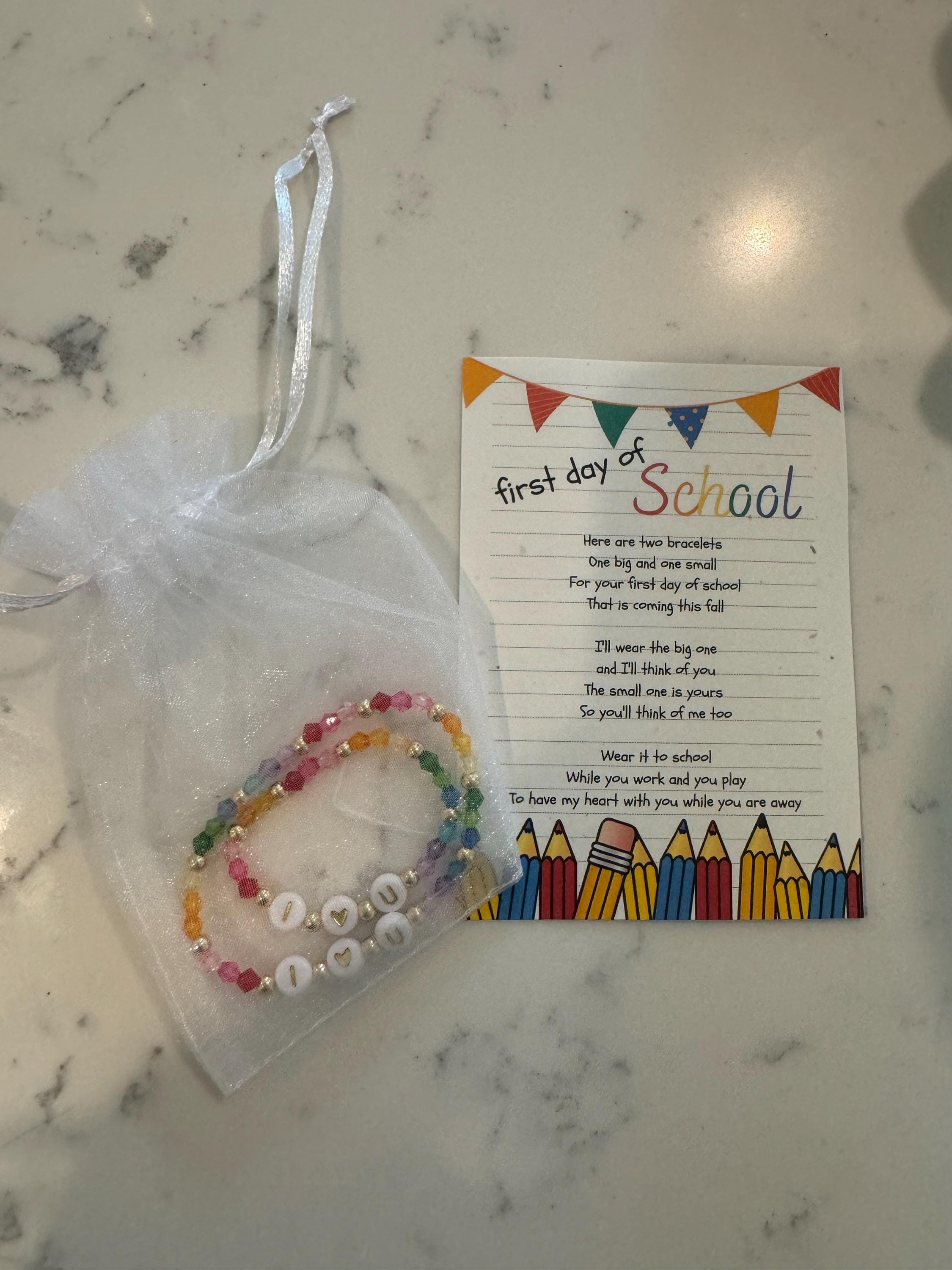 first day of school bracelet set | kindergarten bracelet | mommy and me bracelet | rainbow bracelet | preschool bracelet | kids bracelet