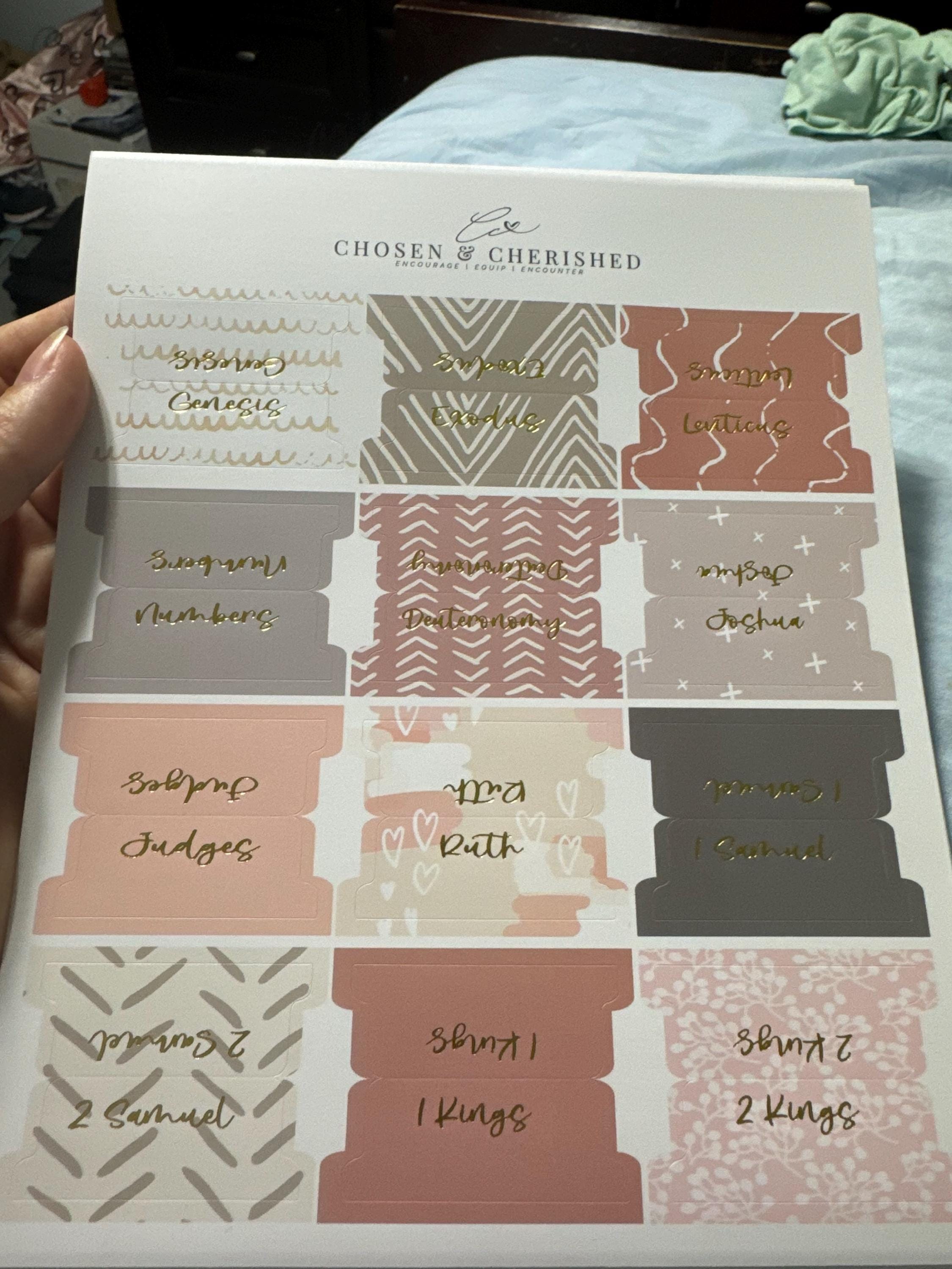 Bible Tabs | Laminated Bible Tabs | Tabs for the Bible | Pretty Bible Tab | Gifts for Christian Women | Bible Index Tabs with Gold Letters