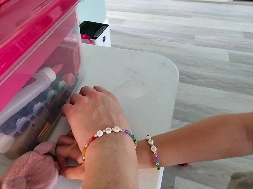 first day of school bracelet set | kindergarten bracelet | mommy and me bracelet | rainbow bracelet | preschool bracelet | kids bracelet