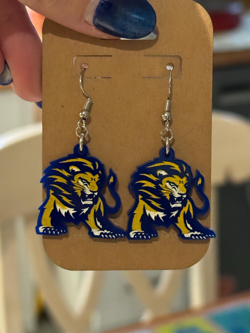 Custom School Mascot/Logo Laser Cut Painted Dangle Earrings | High School | College | Band | Cheer | Booster | Fundraiser