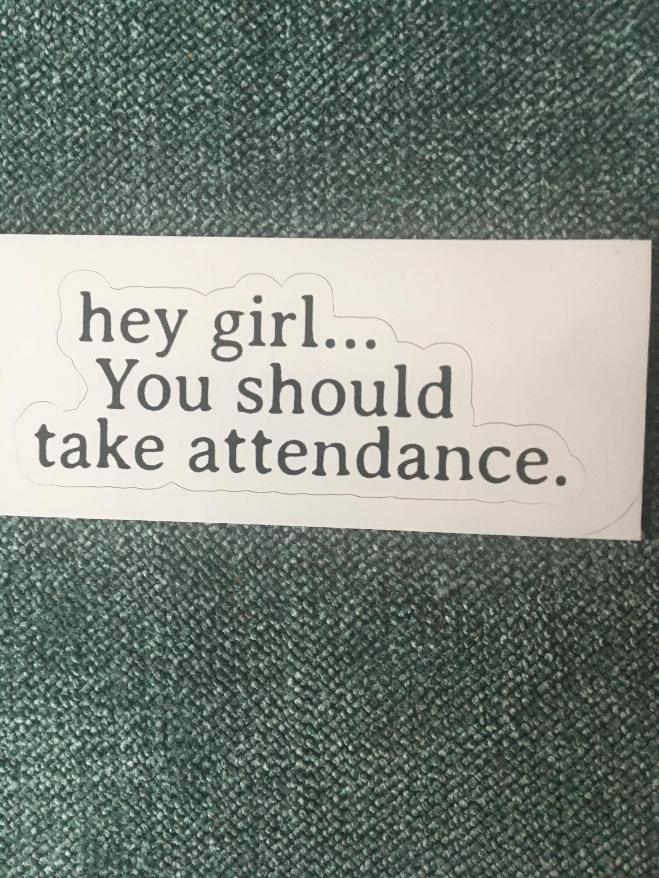 Teacher Stickers, Funny Gift for Teachers, Hey Girl, You should take attendance