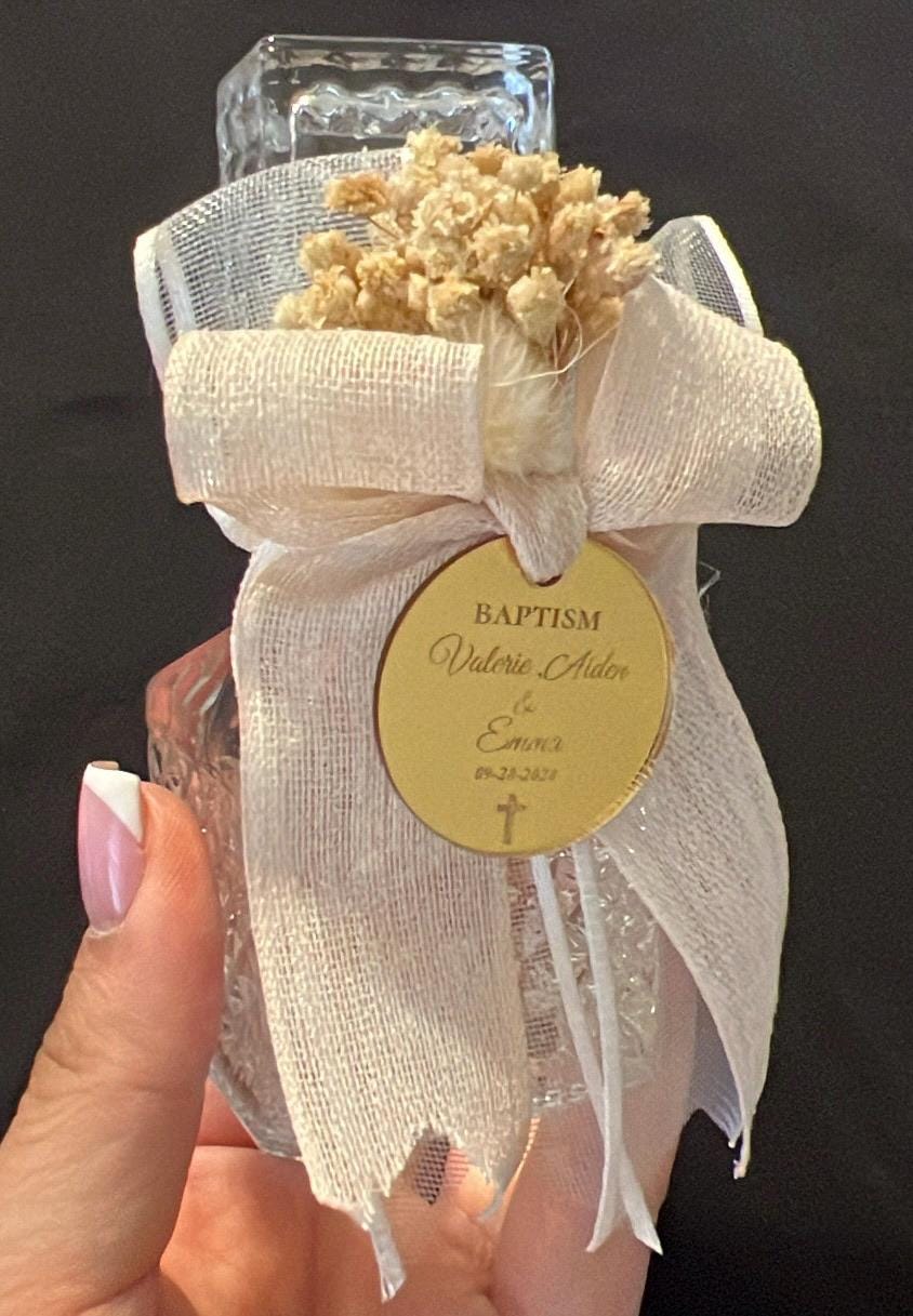 Holy Water Glass Bottle Empty, Religious Gift, Baptism Favor For Girl and Boy, Holy Communion Favor, Blessed Holy Water Bottle, Baptism Gift