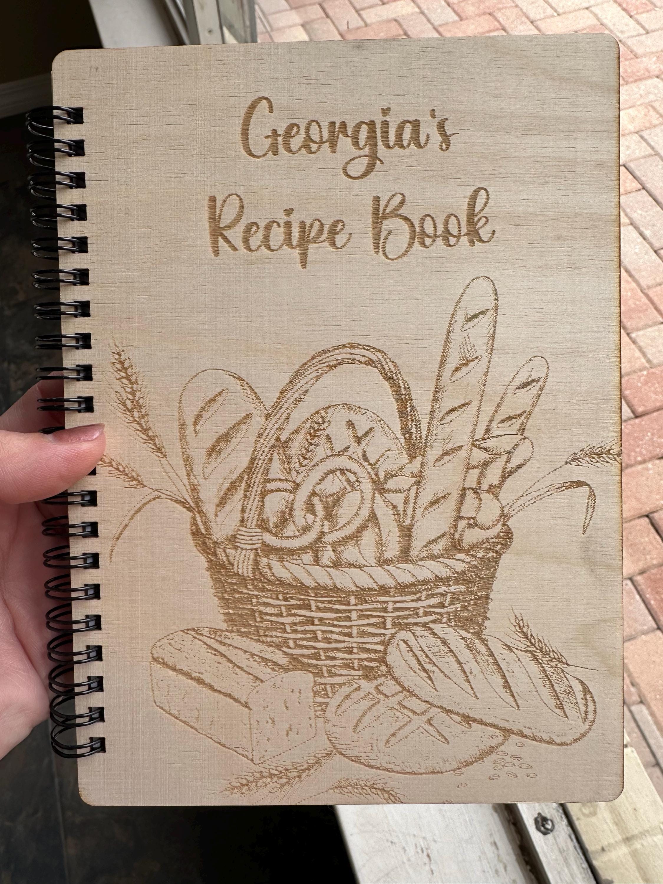 Personalized Wood Recipe Spiral Notebook Birthday Gift for Her Custom CookBook Personalzied Recipe Book Wooden Spiral Notebook Cooking Gift