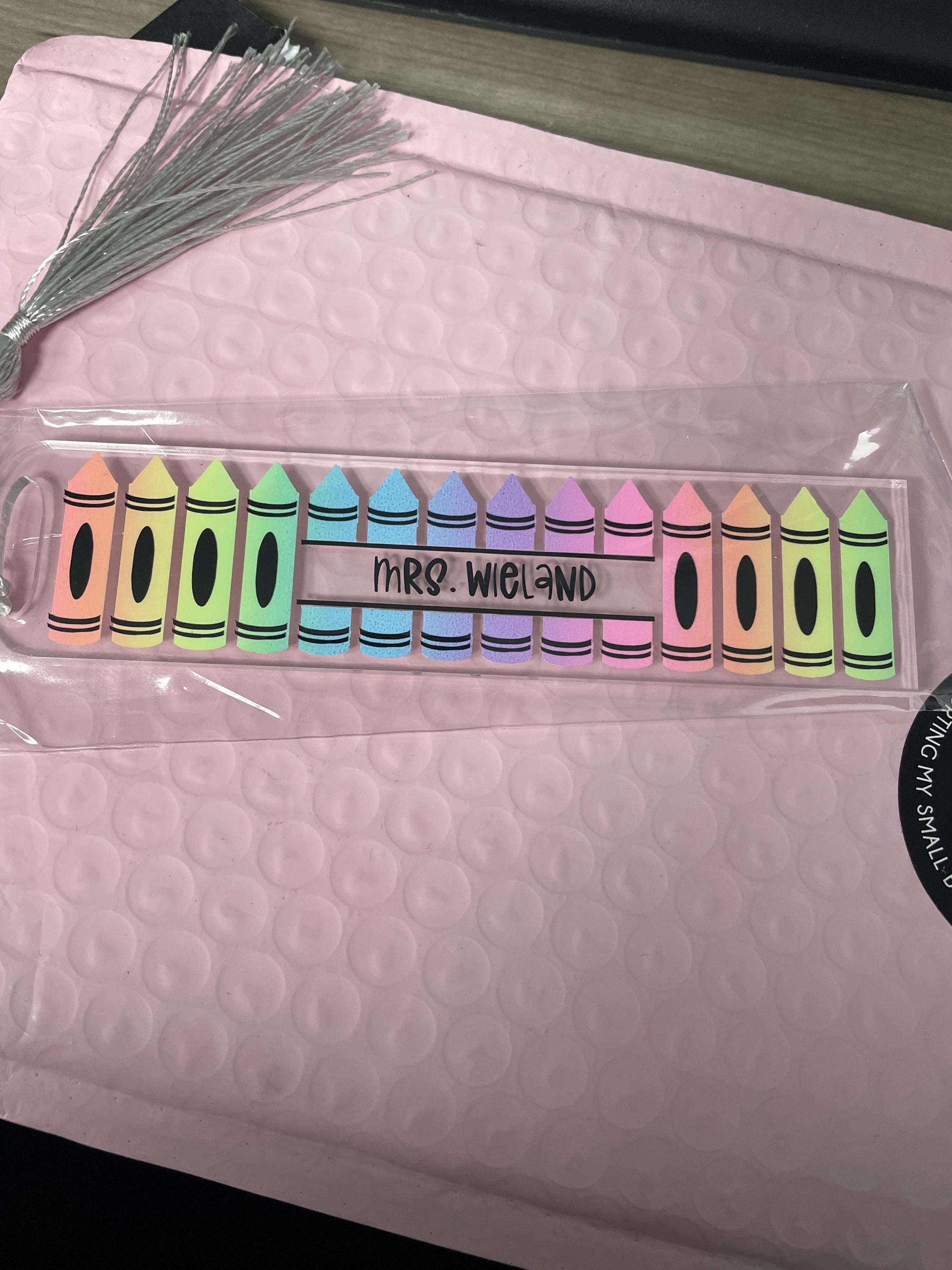 Personalized Teacher Bookmark Gift, End of Year Gift, Crayon Bookmark, Personalized, Christmas Teacher Gift, Teacher Appreciation Gift