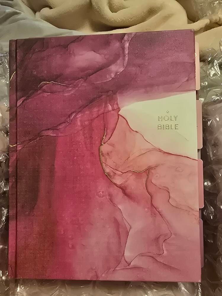 Gorgeous NIV Pink Marble Bible with TABS, Cloth over Board, Art Gilded Edges, Red Letter, Comfort Print