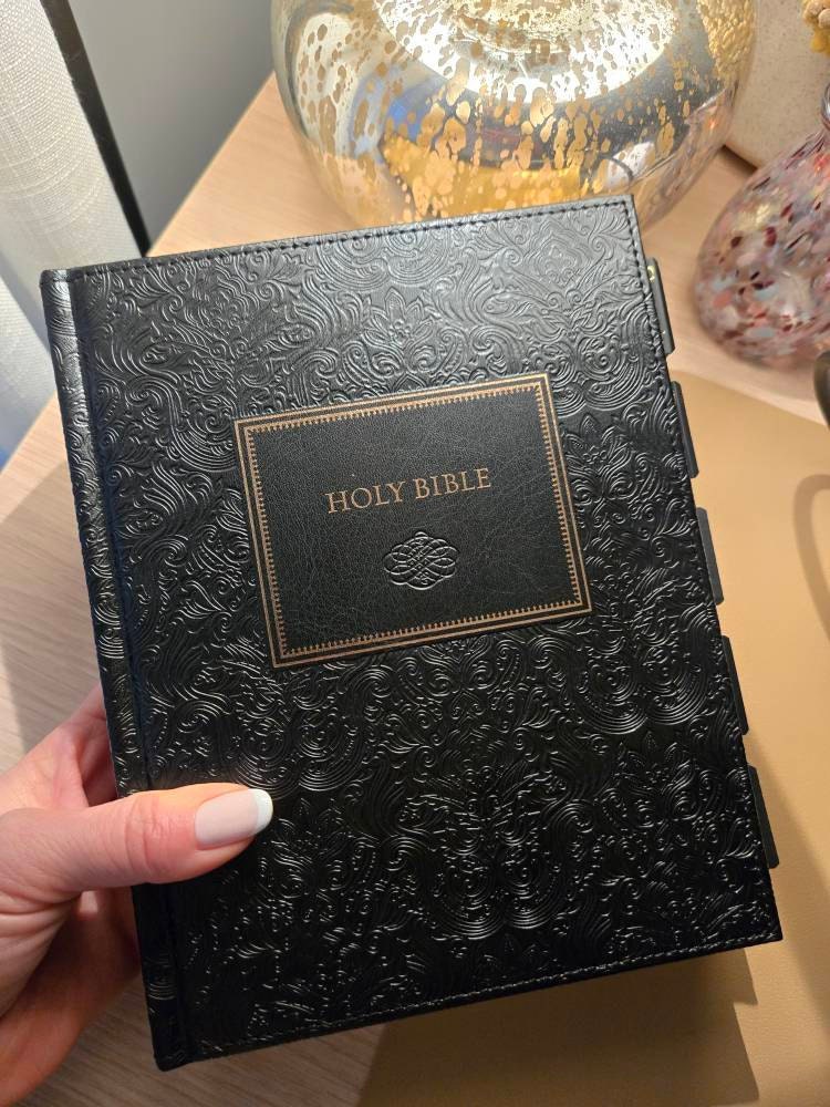 Beautiful Tabbed KJV Bible, Black and Gold Bible, Journaling KJV Bible