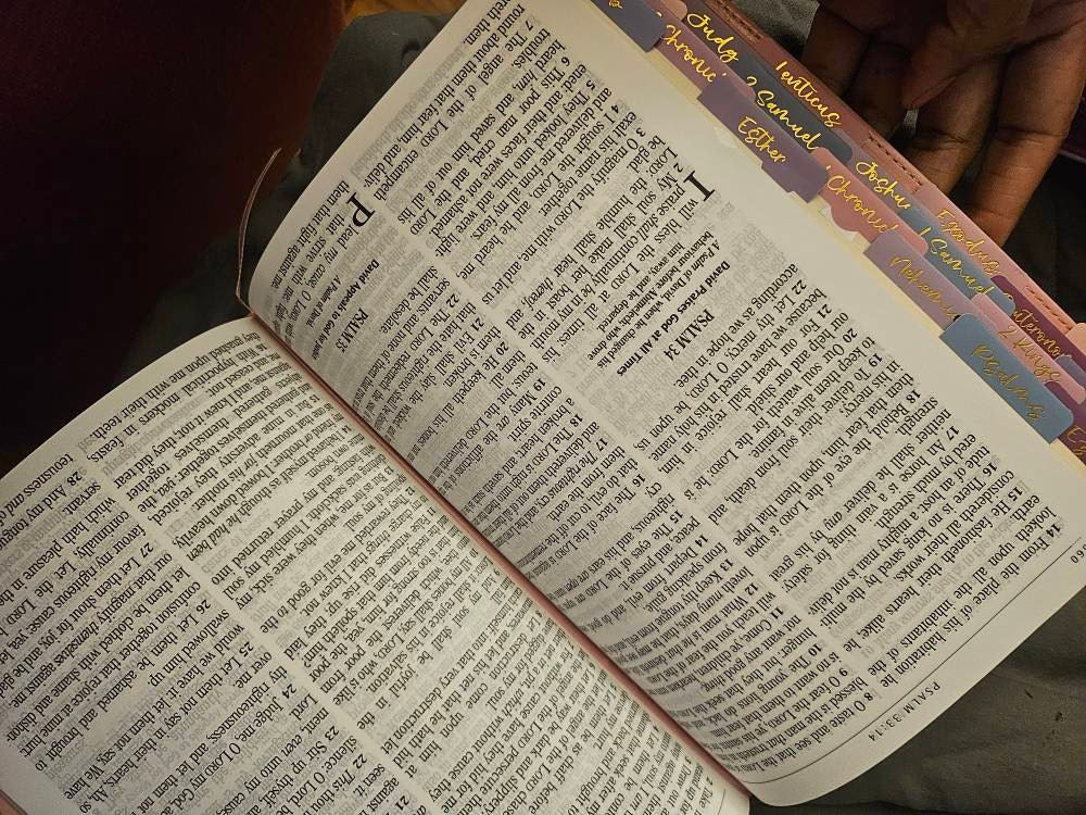 Beautiful KJV Pink Leather Soft Giant Print Bible with Ombre Tabs