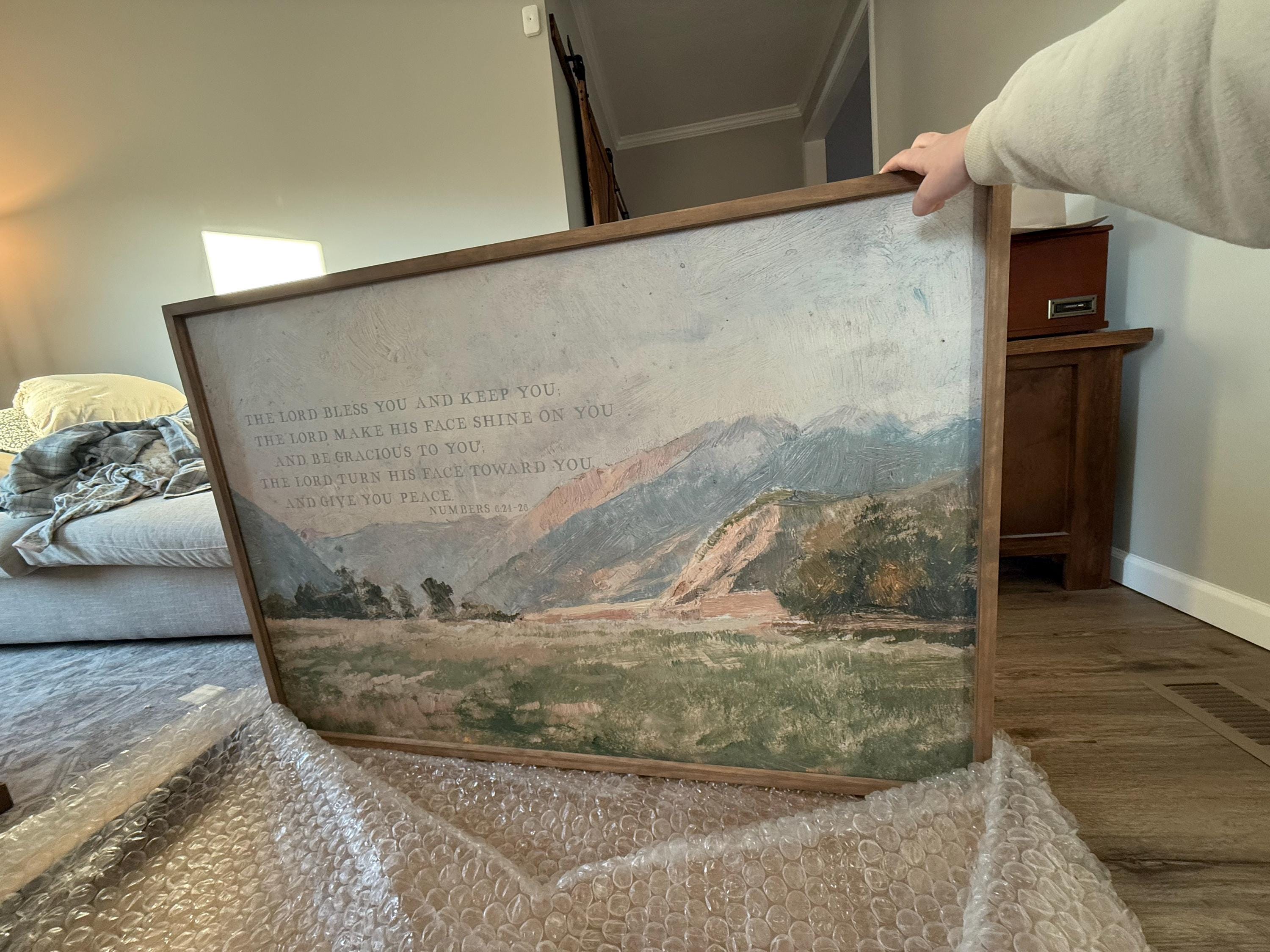 Christian Wall Art | Bible Verse Wall Art | May The Lord Bless You And Keep You | The Blessing Kari Jobe Canvas Wall Art Print  | F570