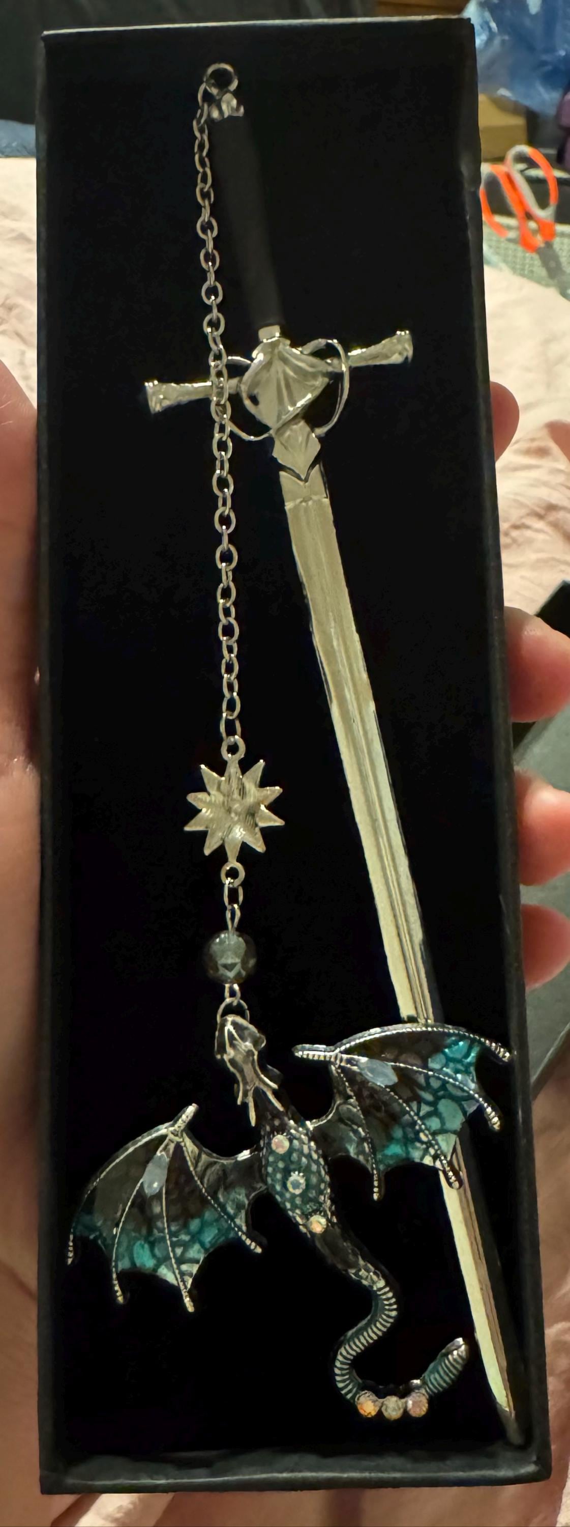 Dragon Sword Fantasy Bookmark  Birthday Gifts for Readers Book Lover Silver Metal Charm Bookmarks Unique Gift For Women Men Bookish