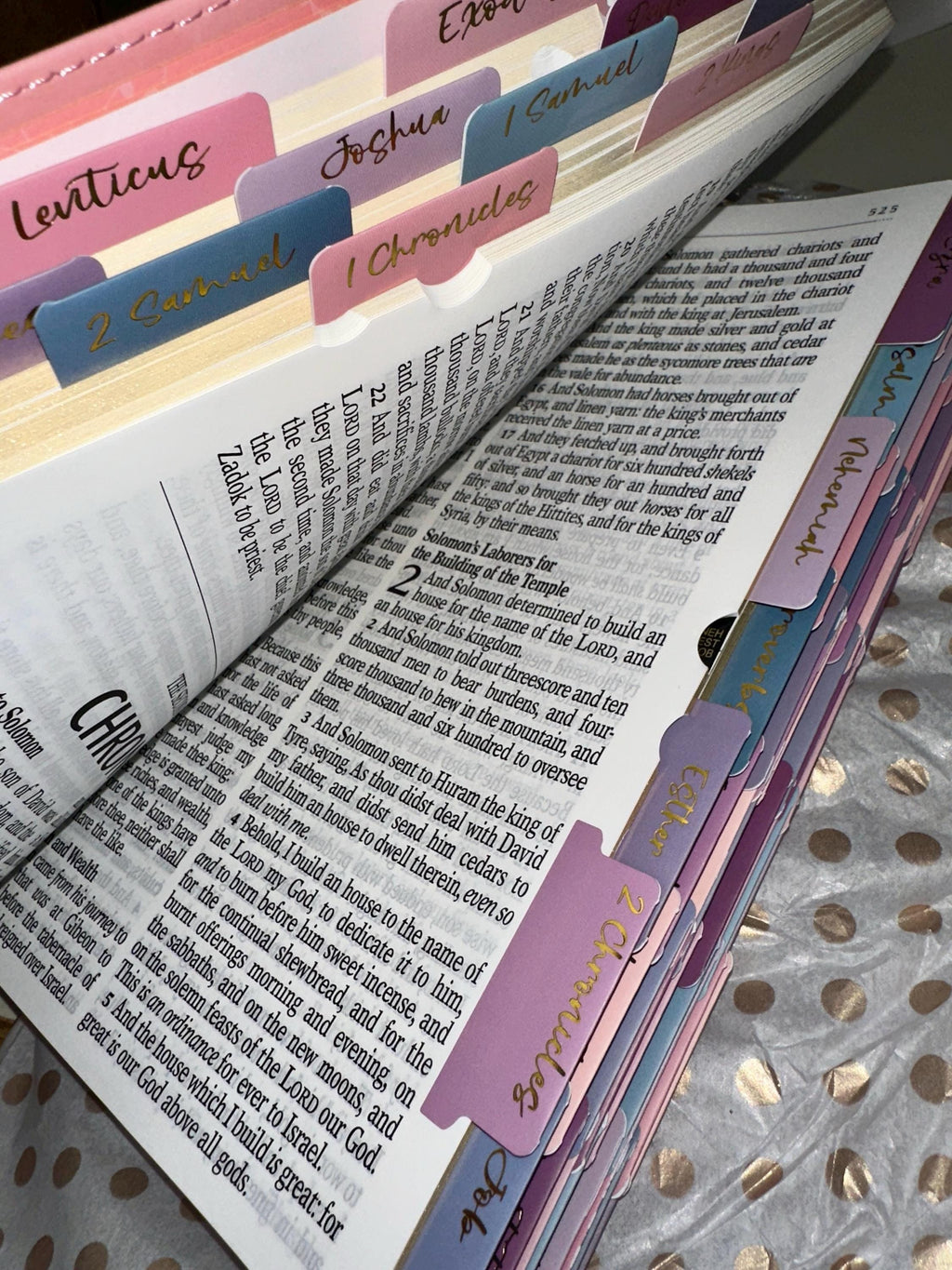 Beautiful KJV Pink Leather Soft Giant Print Bible with Ombre Tabs