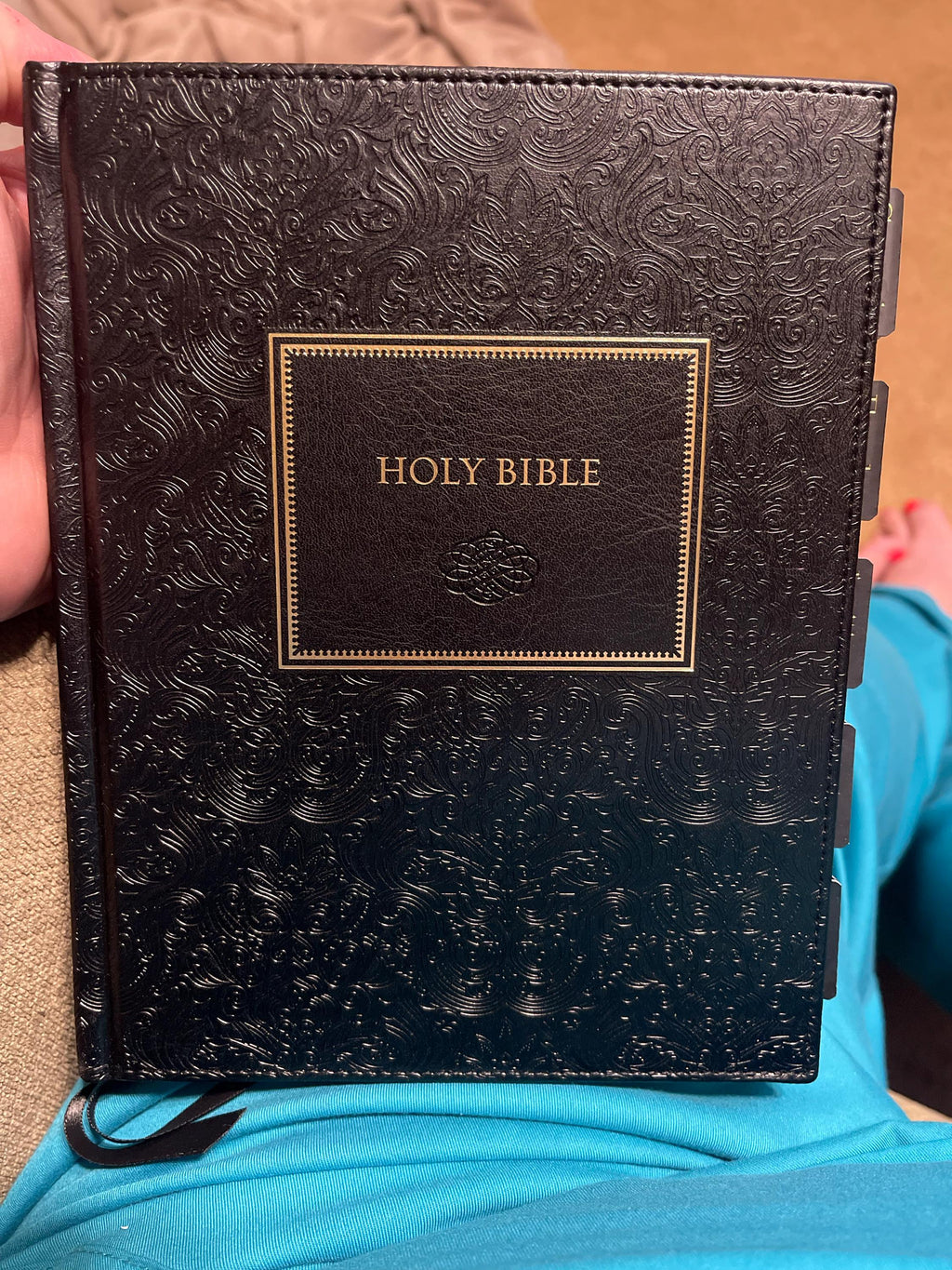 Beautiful Tabbed KJV Bible, Black and Gold Bible, Journaling KJV Bible