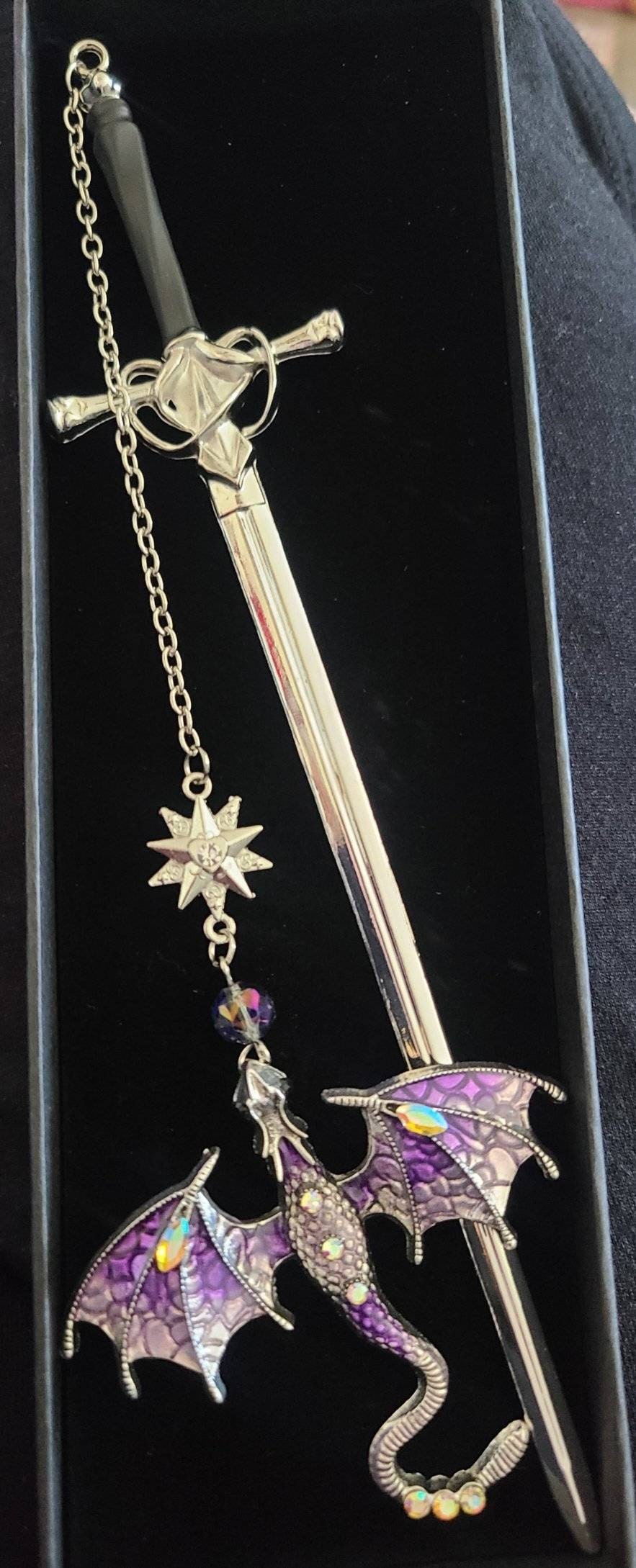 Sword Dragon Bookmark Birthday Gifts for Book Lover Reader Fantasy Bookworm Silver Gold Metal Charm Anniversary Gift Bookish Accessories