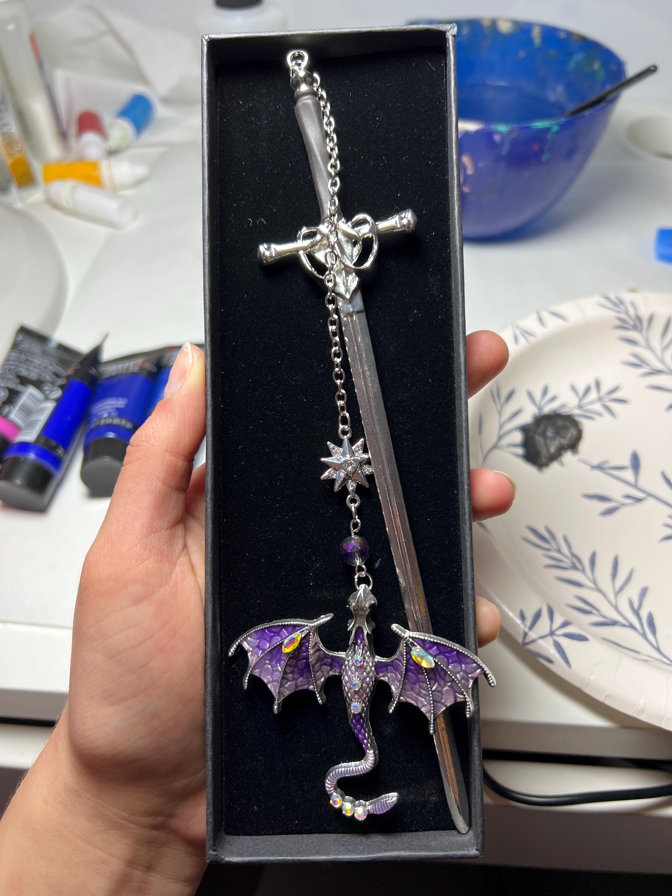 Sword Dragon Bookmark Birthday Gifts for Book Lover Reader Fantasy Bookworm Silver Gold Metal Charm Anniversary Gift Bookish Accessories