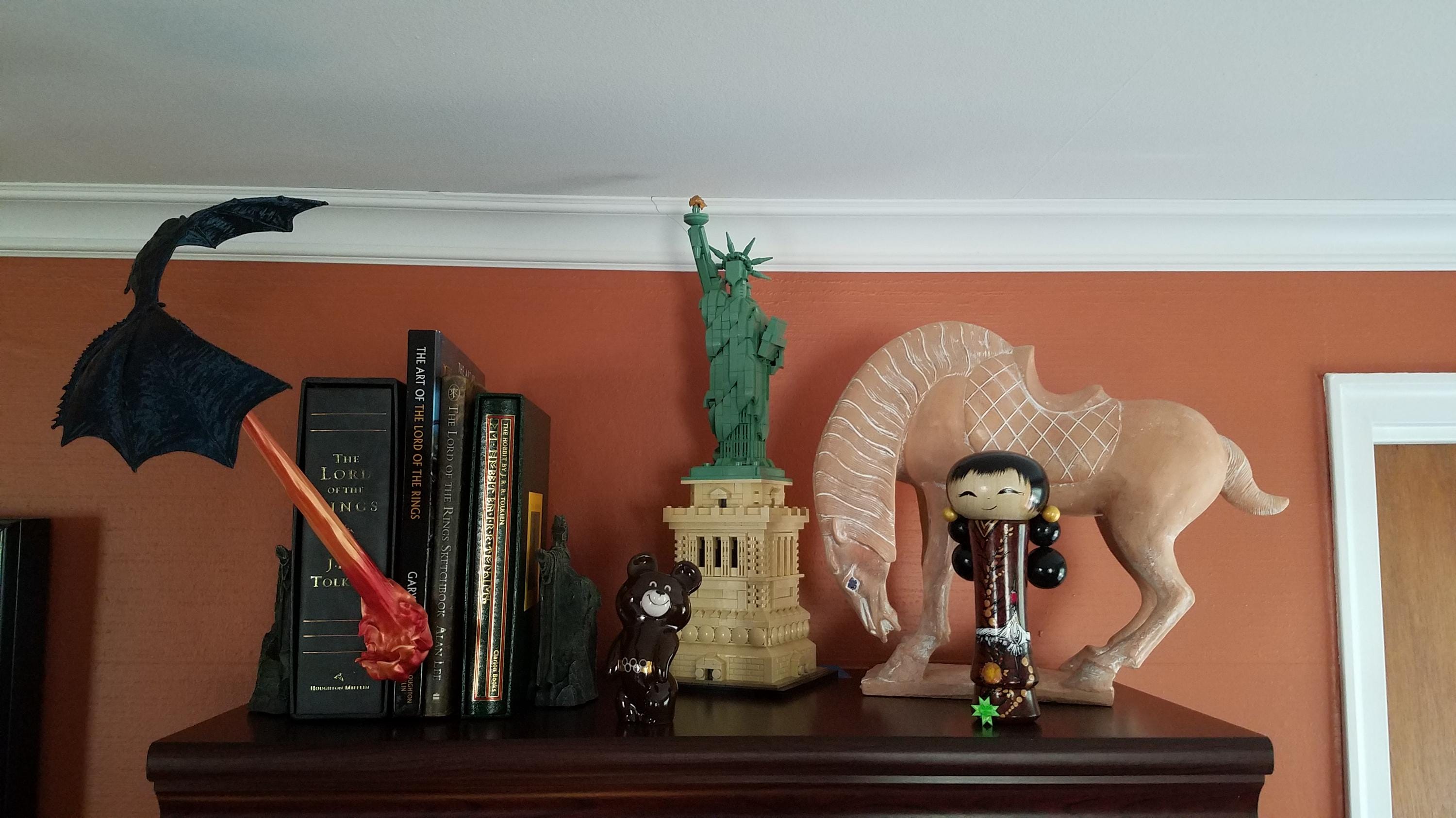 Fly-By Fire Breathing Dragon Bookshelf Decor - Fantasy Display for Dragon Lovers | Dragon Book Shelf Decor | Graduation Gift | Graduate Gift