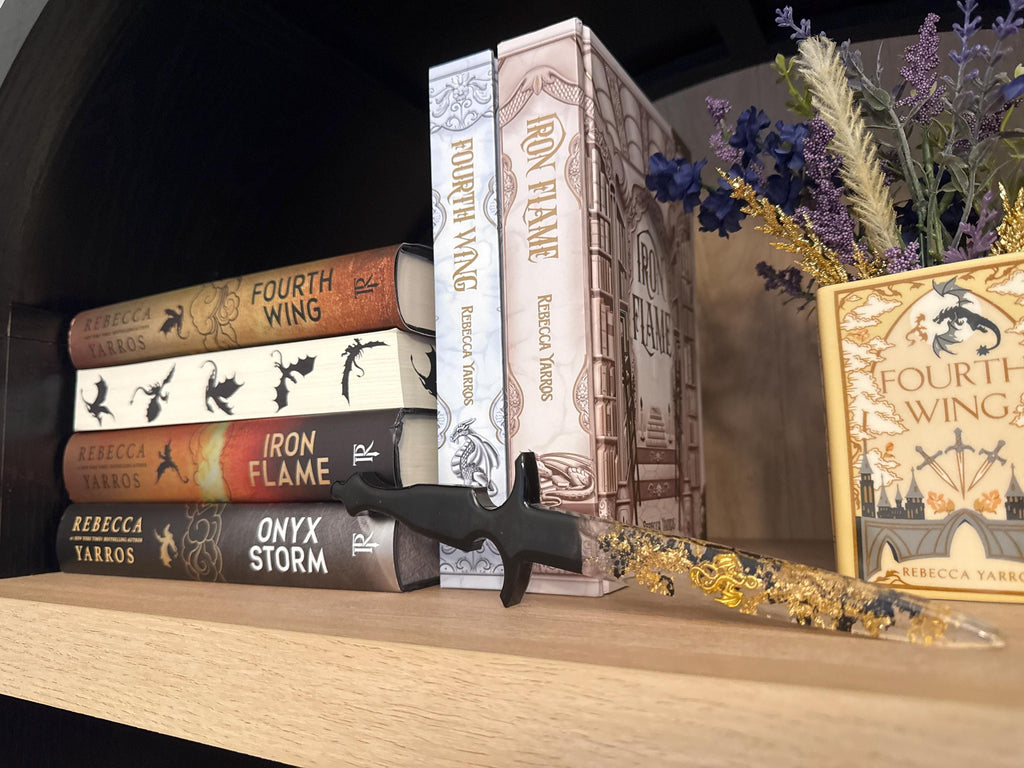 Fourth Wing Inspired Resin Dagger Gold Dragon BookLover Gift Handmade Gifts Bookshelf Decor Bookish Merch Bookworm Decor Dragons