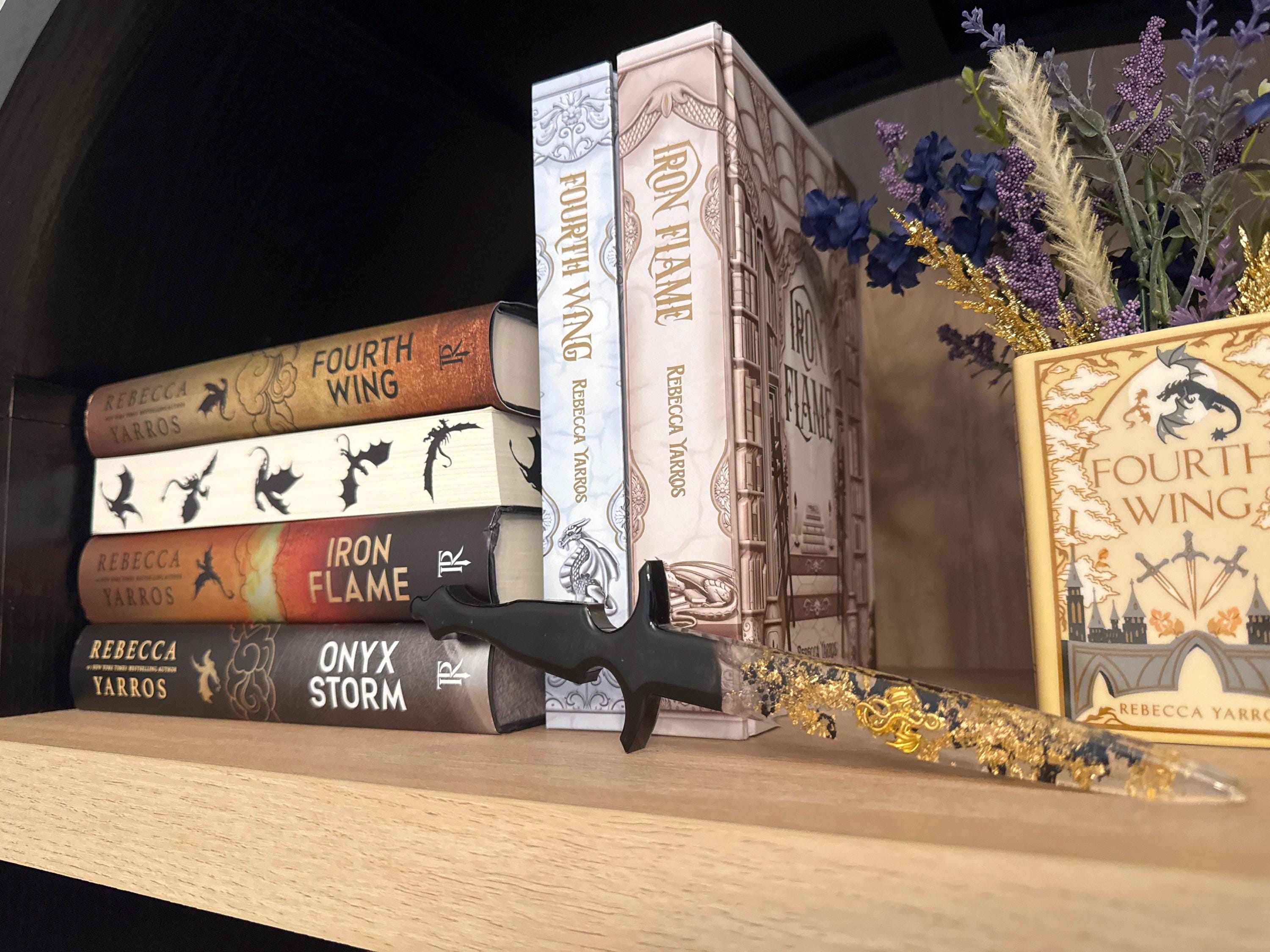 Fourth Wing Inspired Resin Dagger Gold Dragon BookLover Gift Handmade Gifts Bookshelf Decor Bookish Merch Bookworm Decor Dragons