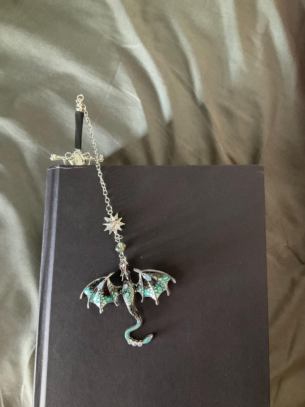 Dragon Sword Fantasy Bookmark  Birthday Gifts for Readers Book Lover Silver Metal Charm Bookmarks Unique Gift For Women Men Bookish
