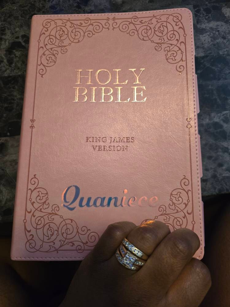 Beautiful KJV Pink LeatherSoft Giant Print Bible with Pink Ombre Tabs and Personalized with Name