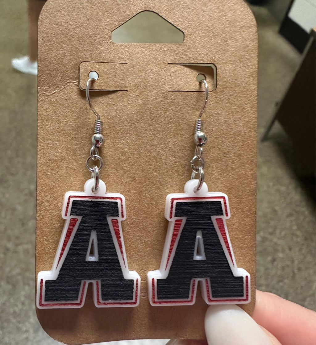 Custom School Mascot/Logo Laser Cut Painted Dangle Earrings | High School | College | Band | Cheer | Booster | Fundraiser