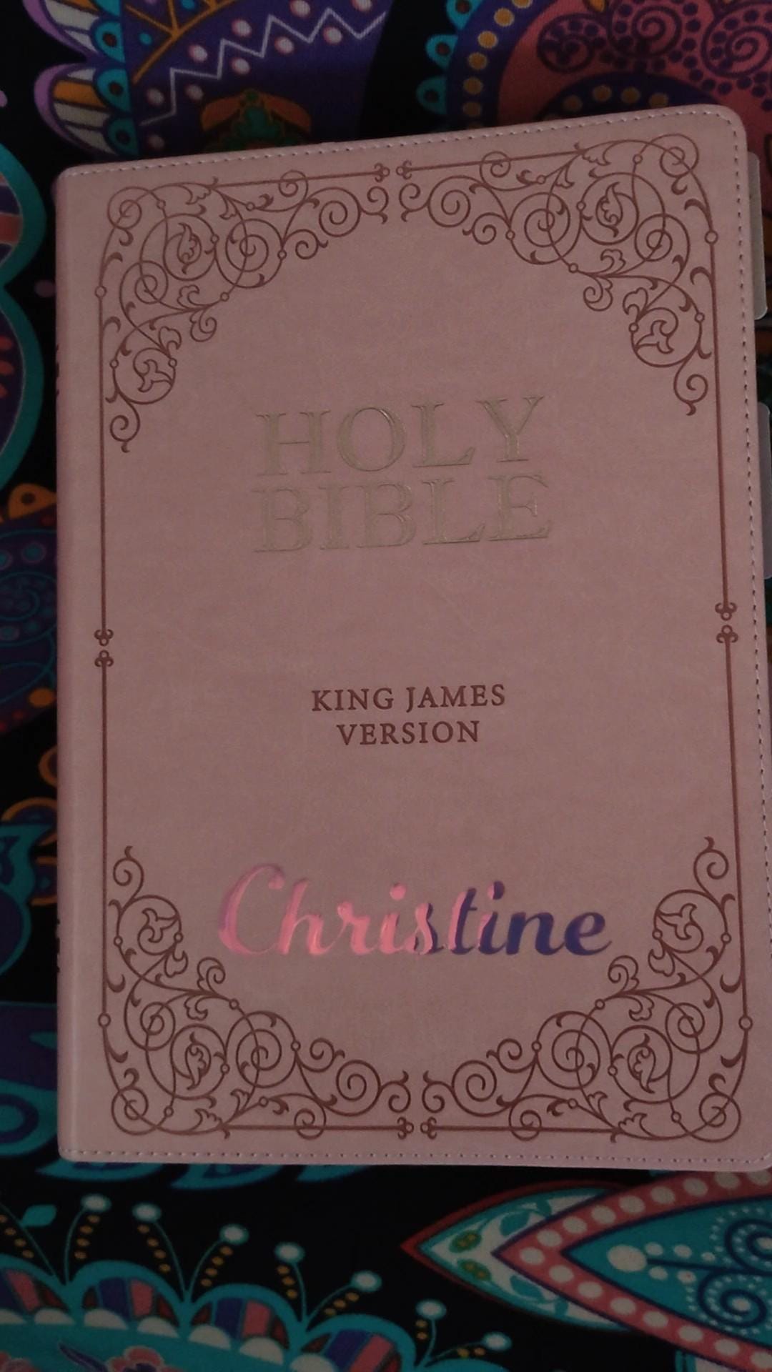 Beautiful KJV Pink LeatherSoft Giant Print Bible with Pink Ombre Tabs and Personalized with Name