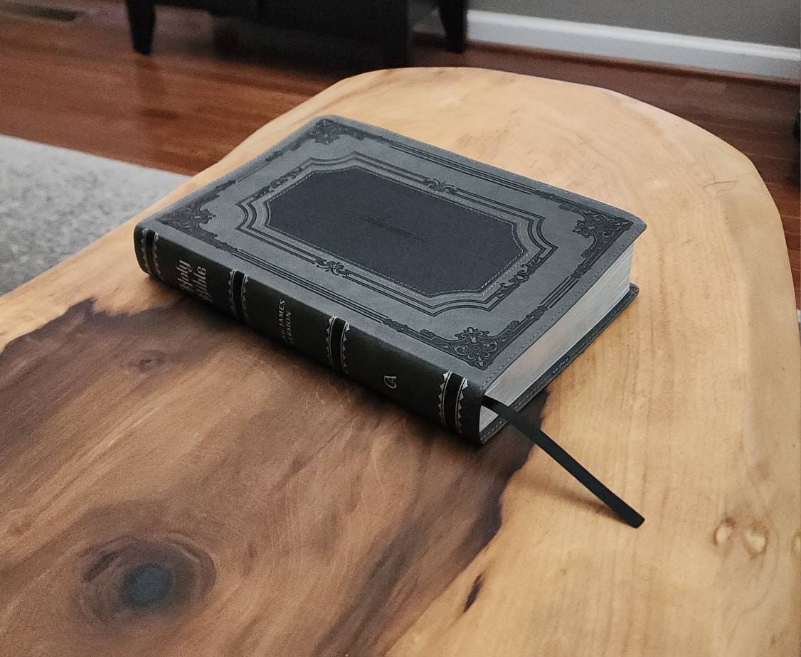 Custom Leather Black KJV Tabbed BIBLE with Tabs Christian Gift for Him Dad Men Her Communion Baptism Catholic Confirmation Wedding LARGE Birthday