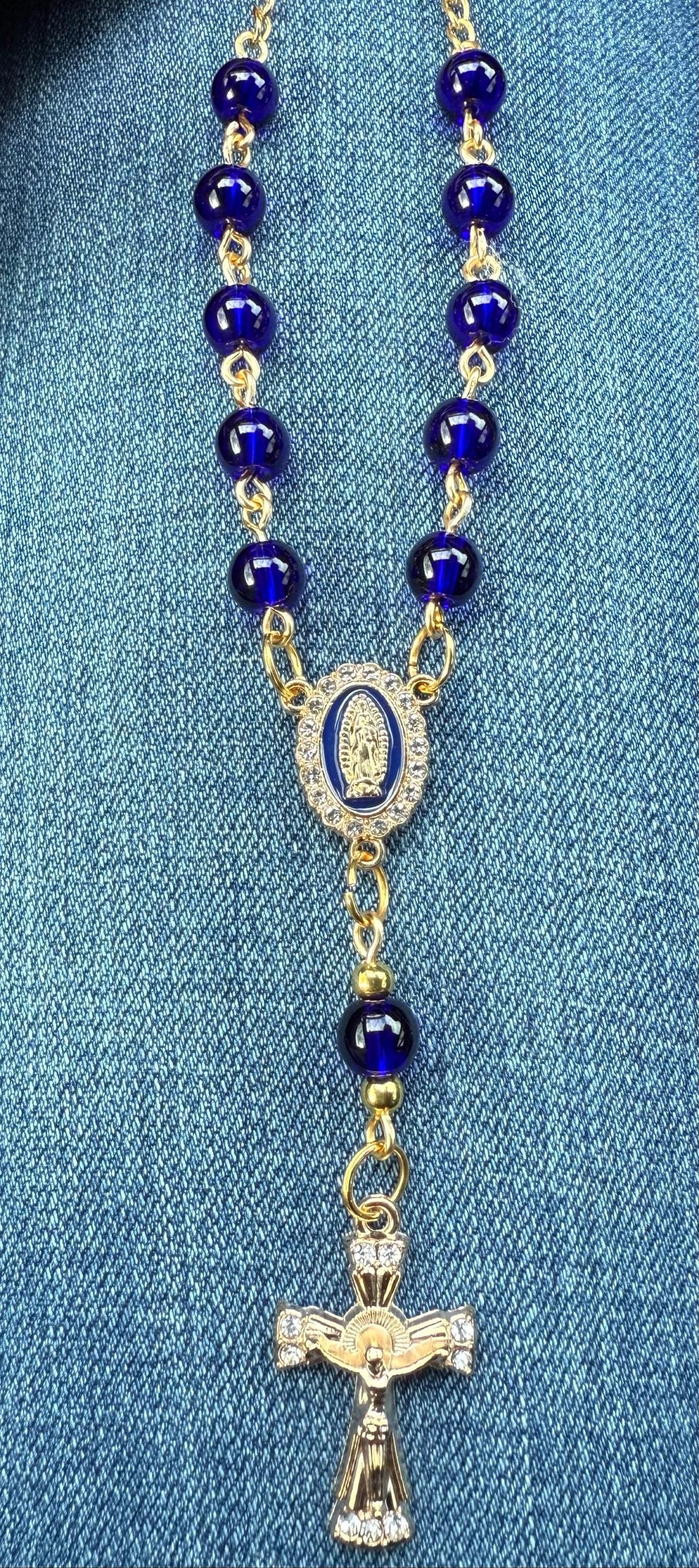 Religious Gift Idea Handmade One Decade Car Rosary for rearview mirror