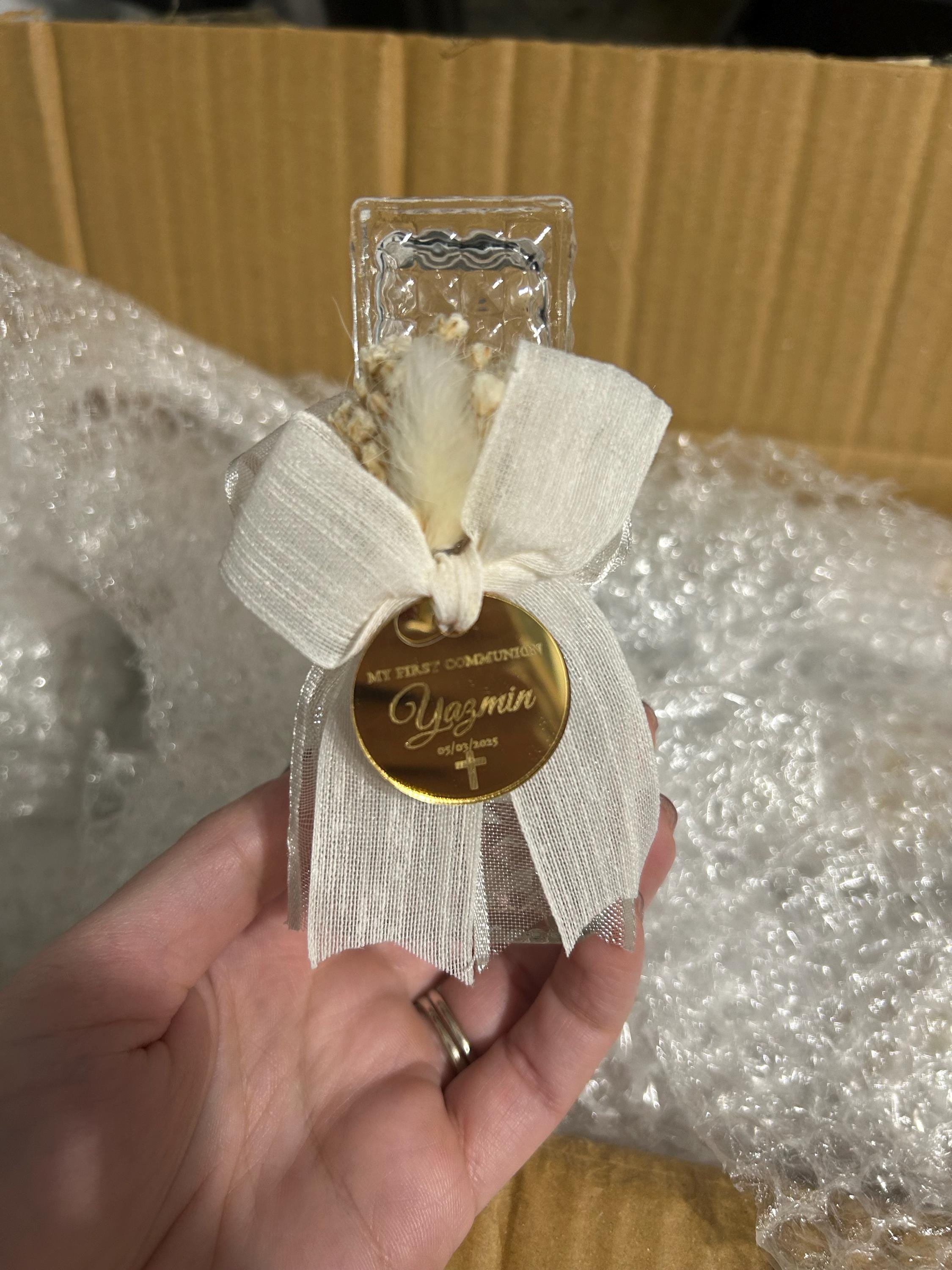 Holy Water Glass Bottle Empty, Religious Gift, Baptism Favor For Girl and Boy, Holy Communion Favor, Blessed Holy Water Bottle, Baptism Gift