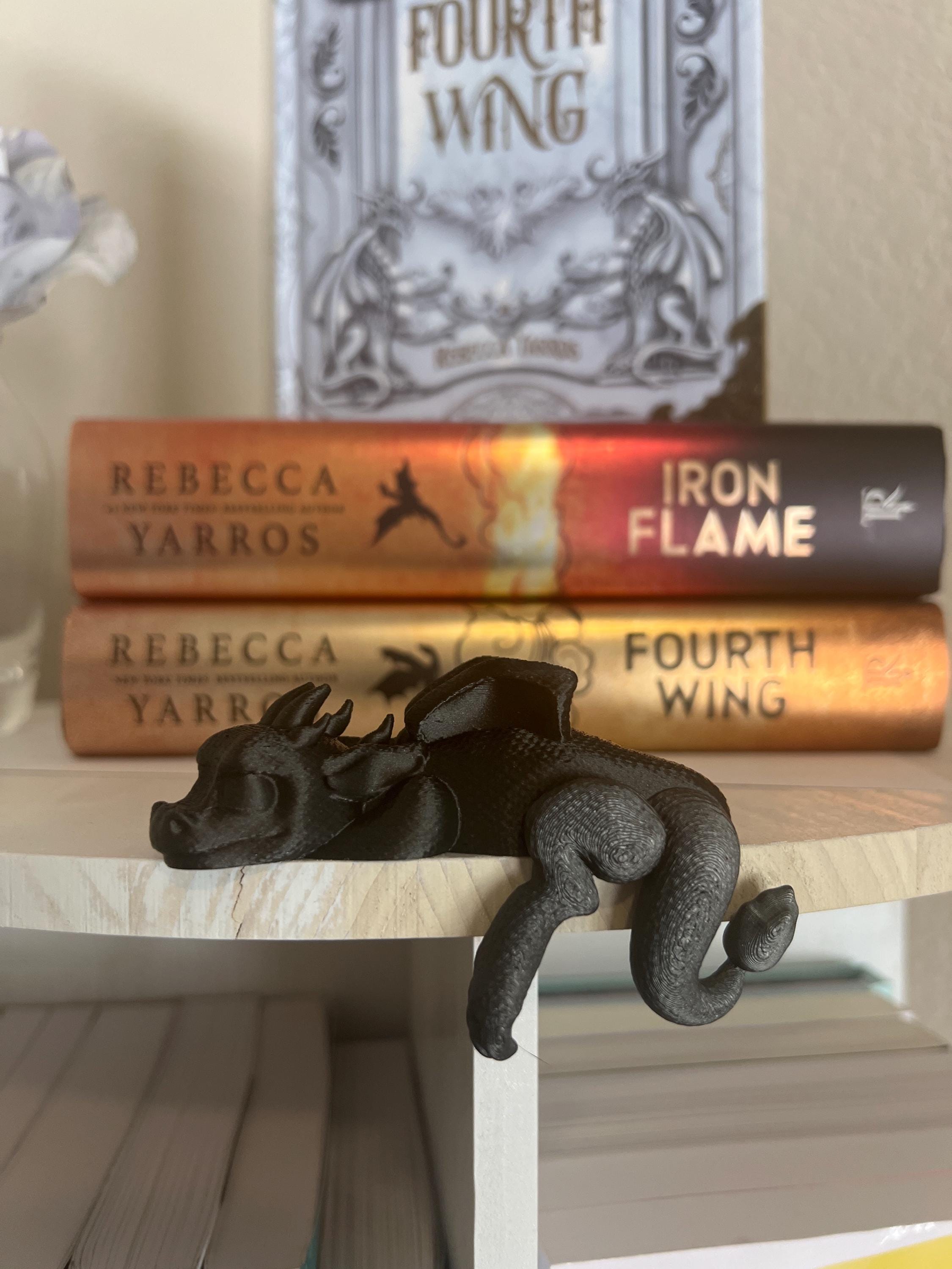 Sleeping Dragon Bookshelf Sitter | Dragon Bookshelf Decor | Multicolor Dragon Figurine | Fourth Wing Inspired | Black and Gold Dragons