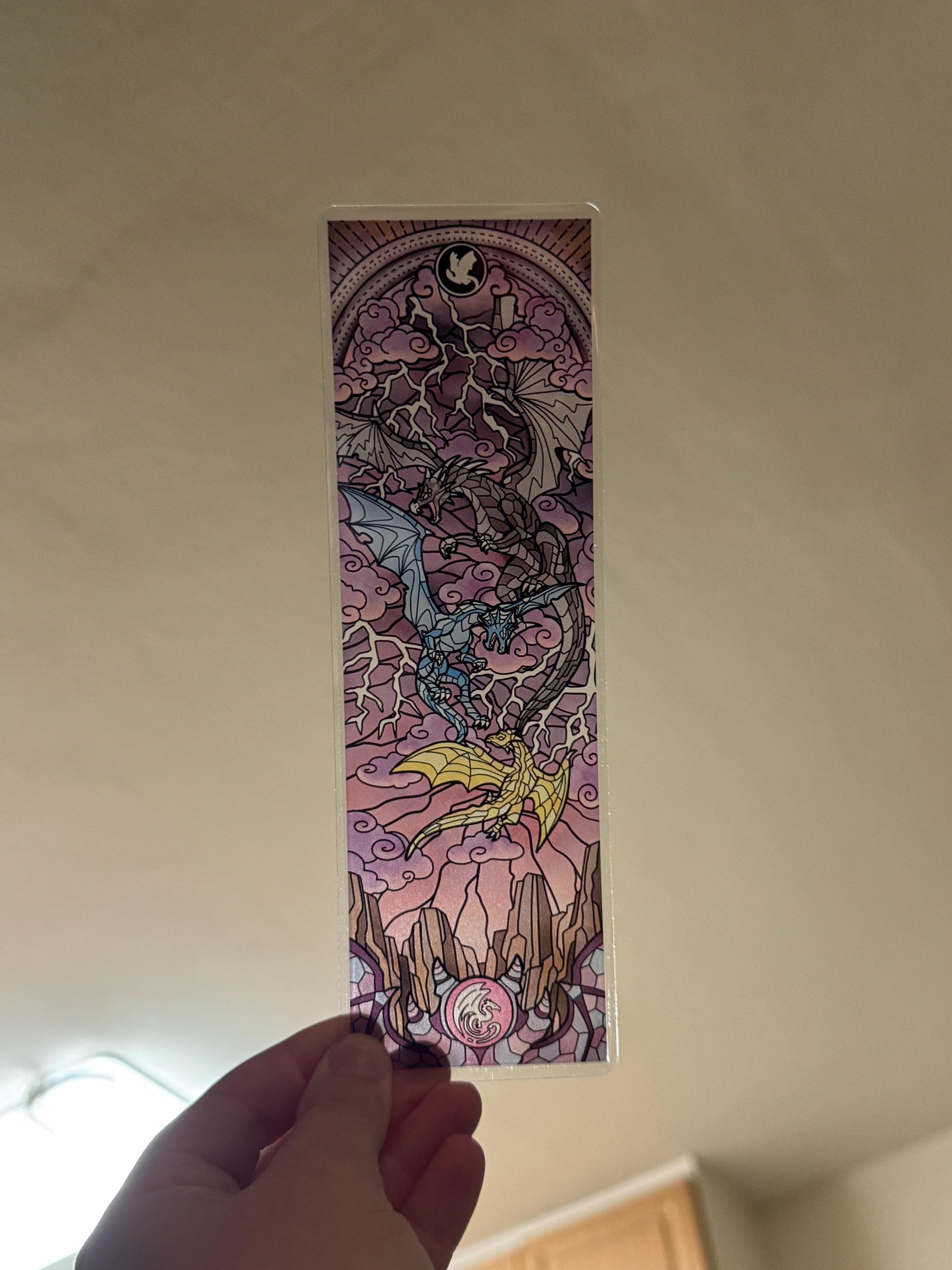 Dragons Stained Glass Bookmarks (Fourth Wing Transparent Bookmark, Stained Glass Art, Book Lover, Fantasy Book Reader Gift)