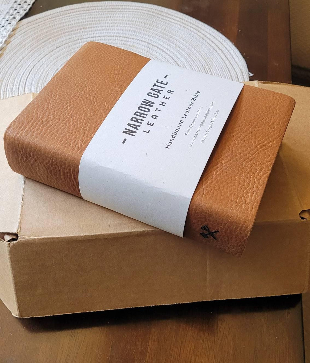 NIV Handbound Large Print Leather Bible | Full Grain, Personalized, Red Letter