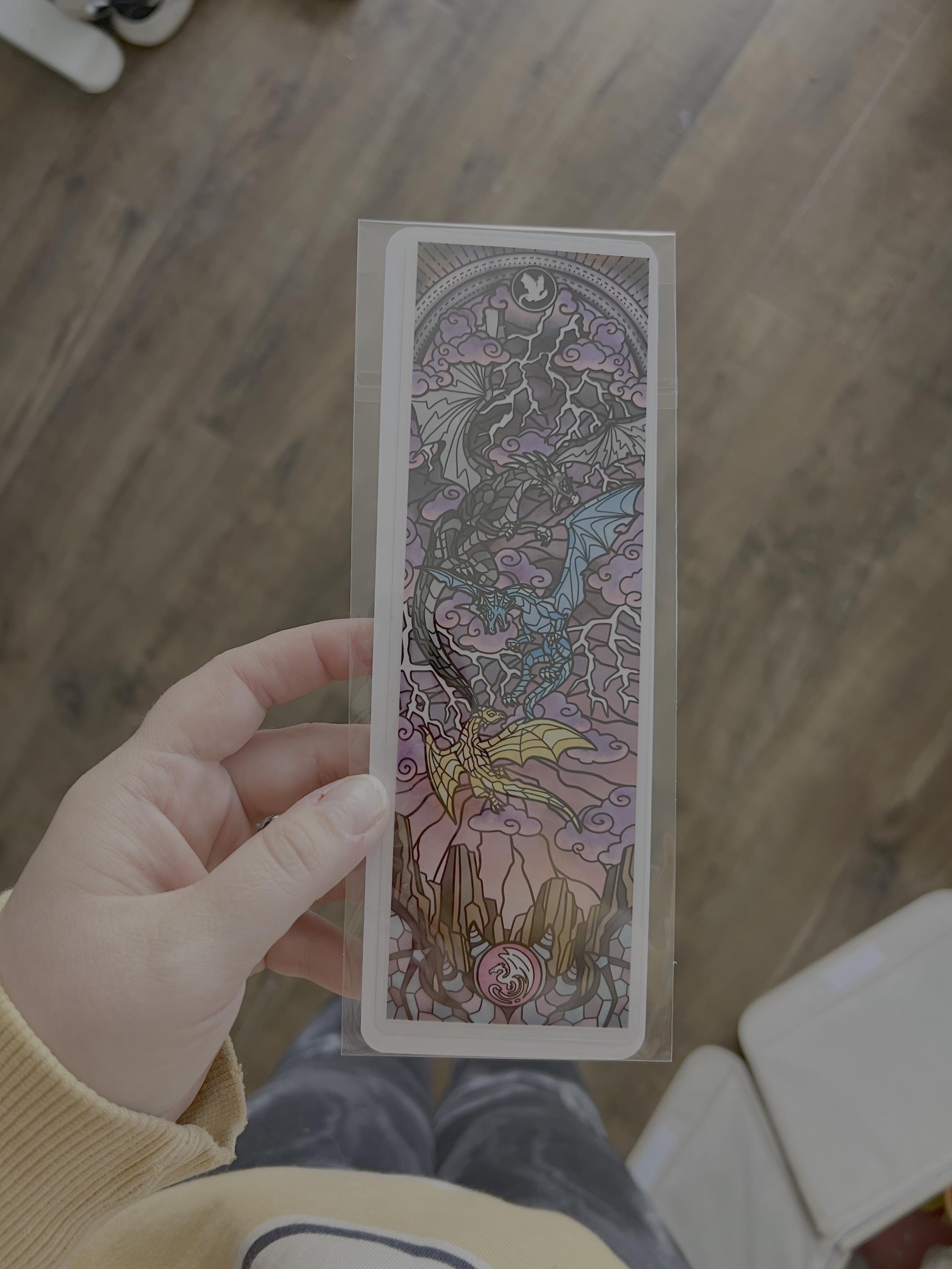 Dragons Stained Glass Bookmarks (Fourth Wing Transparent Bookmark, Stained Glass Art, Book Lover, Fantasy Book Reader Gift)