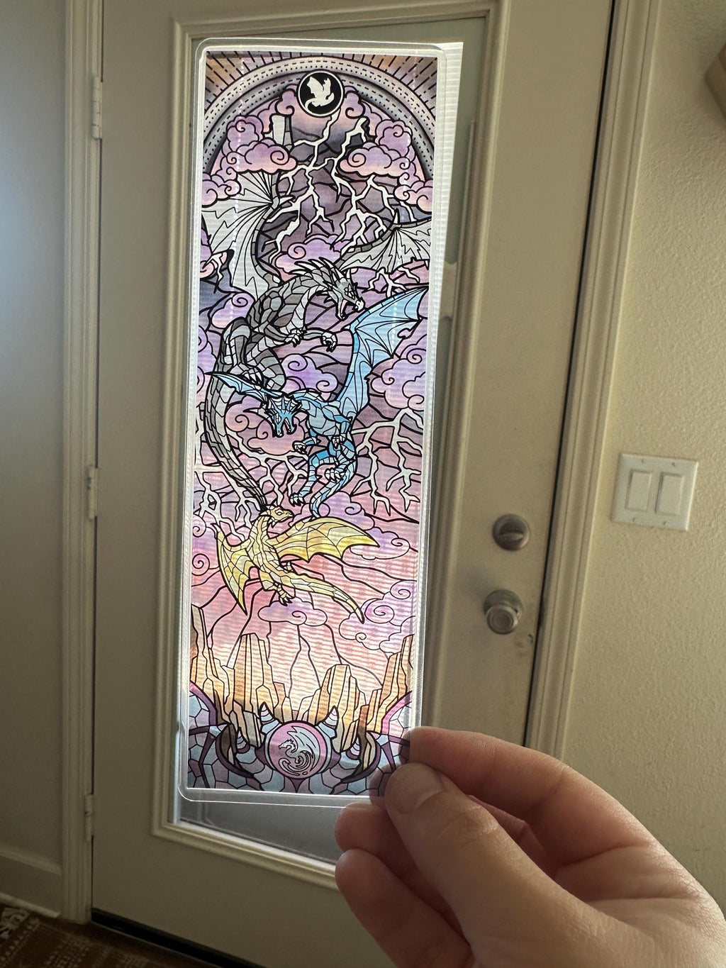Dragons Stained Glass Bookmarks (Fourth Wing Transparent Bookmark, Stained Glass Art, Book Lover, Fantasy Book Reader Gift)