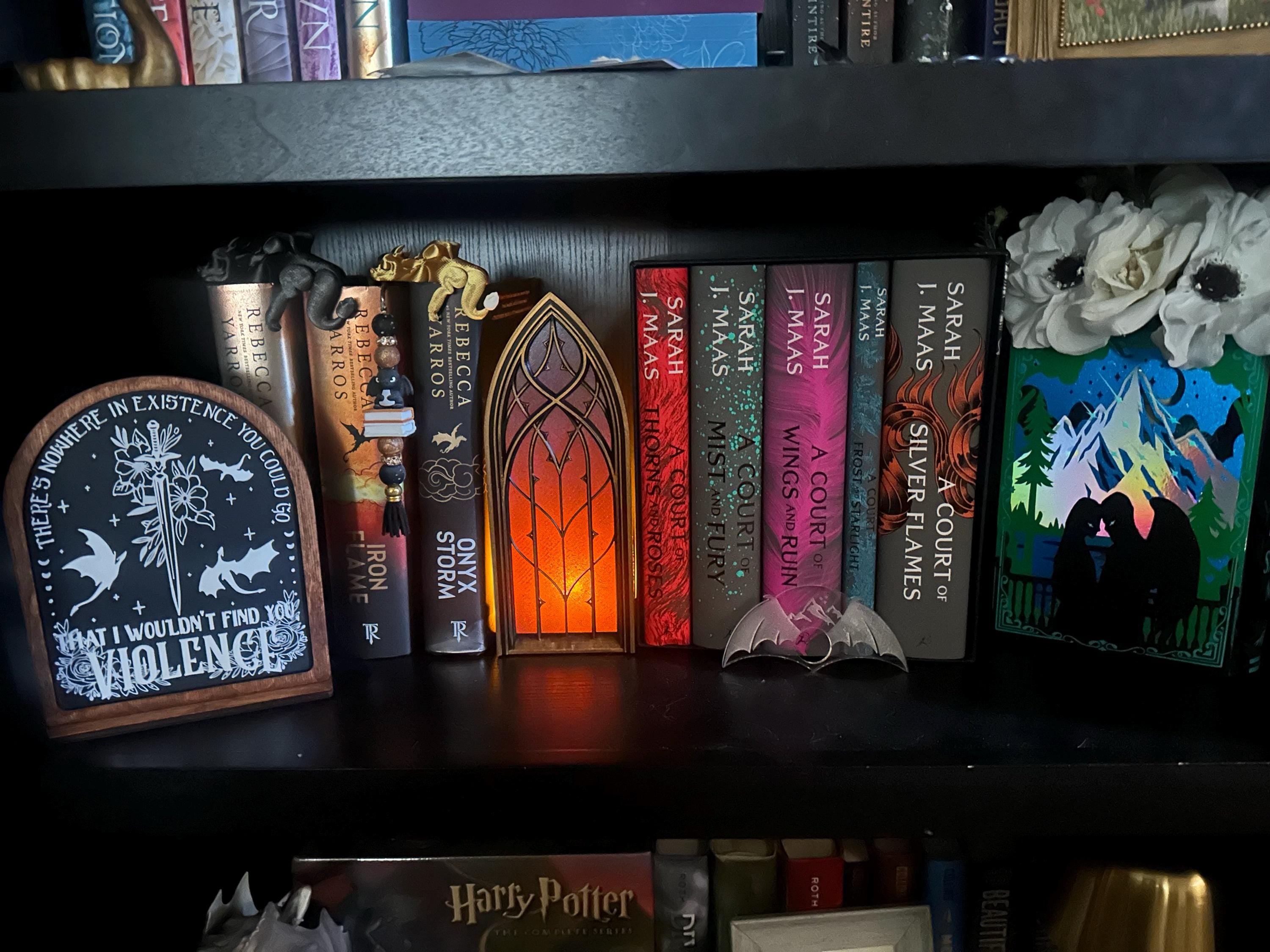 Sleeping Dragon Bookshelf Sitter | Dragon Bookshelf Decor | Multicolor Dragon Figurine | Fourth Wing Inspired | Black and Gold Dragons