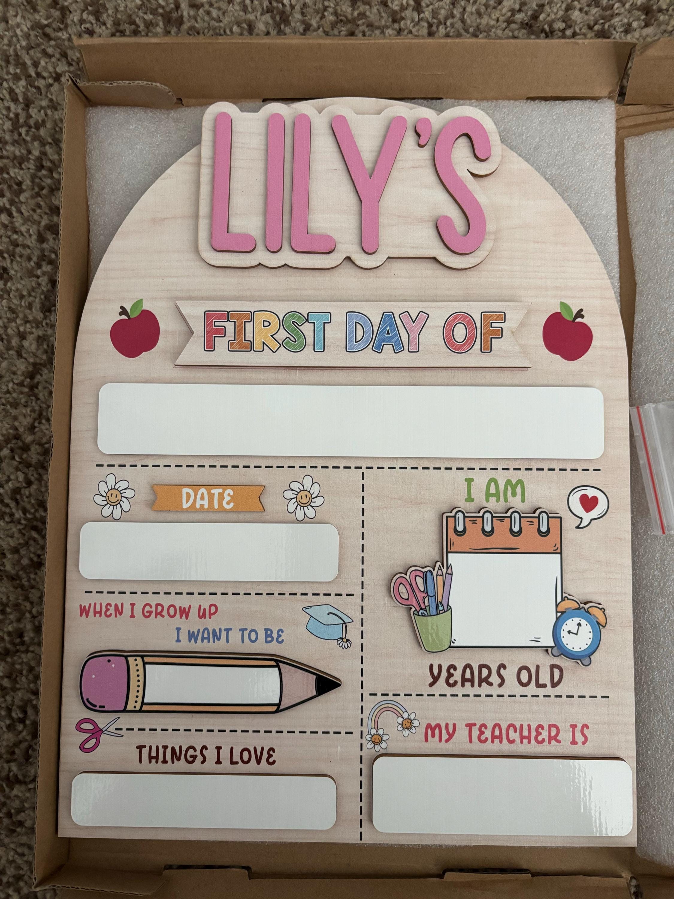 Customized First And Last Day School Sign, Back to School Sign, Kindergarten 1st Day of School Sign, First Day School Wooden School Board