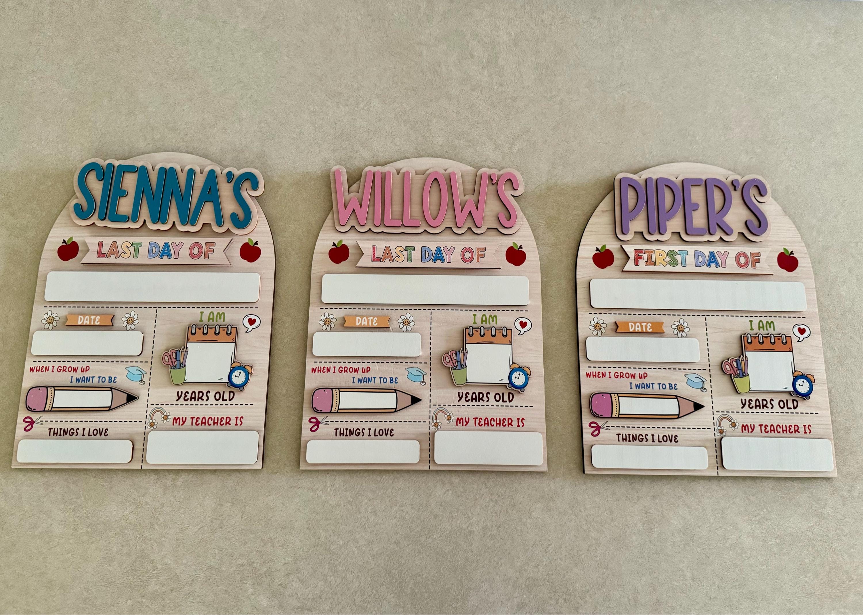 Customized First And Last Day School Sign, Back to School Sign, Kindergarten 1st Day of School Sign, First Day School Wooden School Board