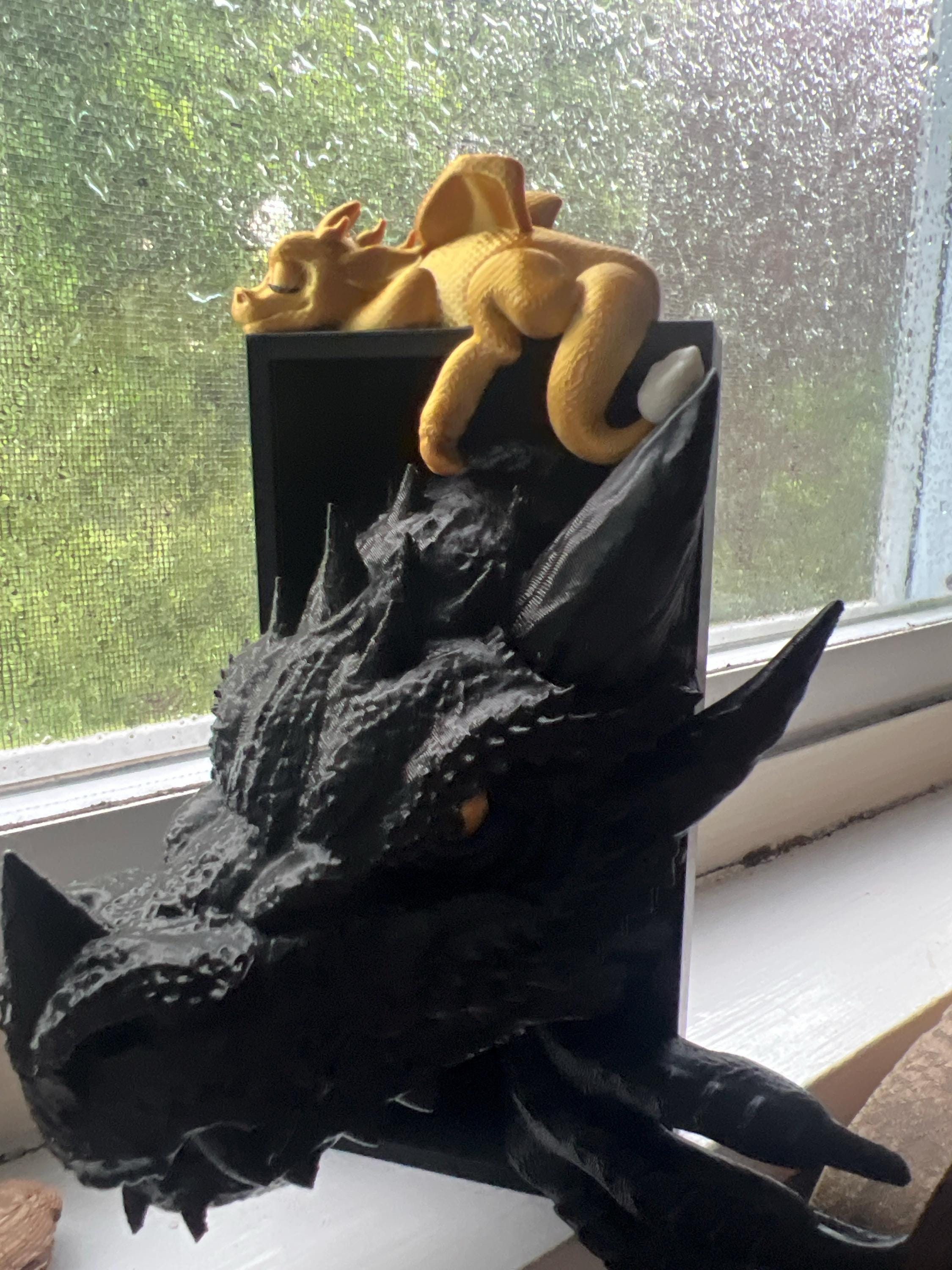 Sleeping Dragon Bookshelf Sitter | Dragon Bookshelf Decor | Multicolor Dragon Figurine | Fourth Wing Inspired | Black and Gold Dragons